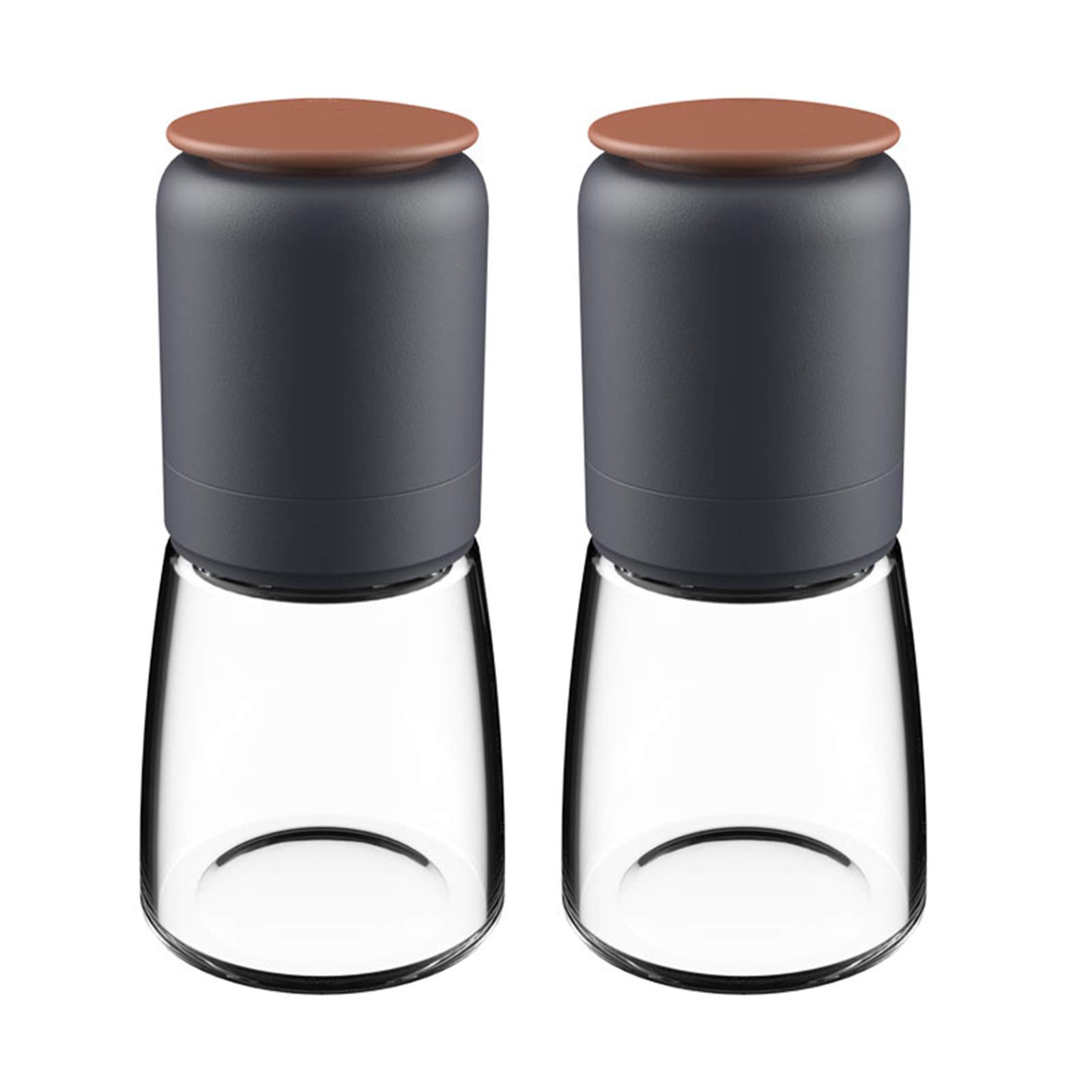 Premium FMOGE Salt and Pepper Grinder Set - Adjustable Ceramic Mill with PP & Clear Glass Body, 2-Piece Spice Shakers for Kitchen, Dining & Cooking | Perfect for Home, Restaurant & Gourmet Meal Preparation