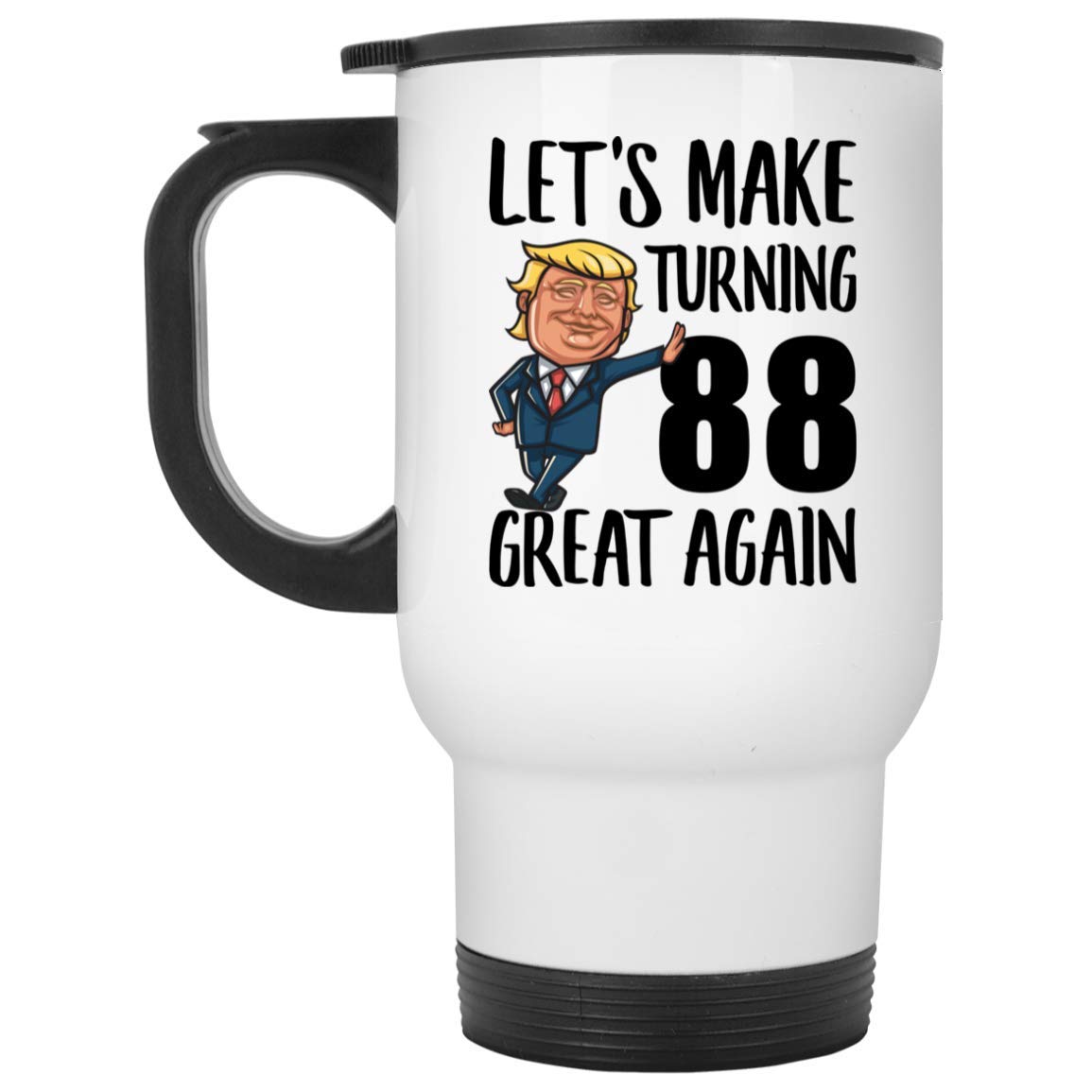 Happy 88th Birthday Gifts for Men & Women - 14oz Silver Travel Mug for 1935 Born Seniors - Funny 88 Year Old Present for Christmas 2023 - Perfect for Coffee, Tea & Travel