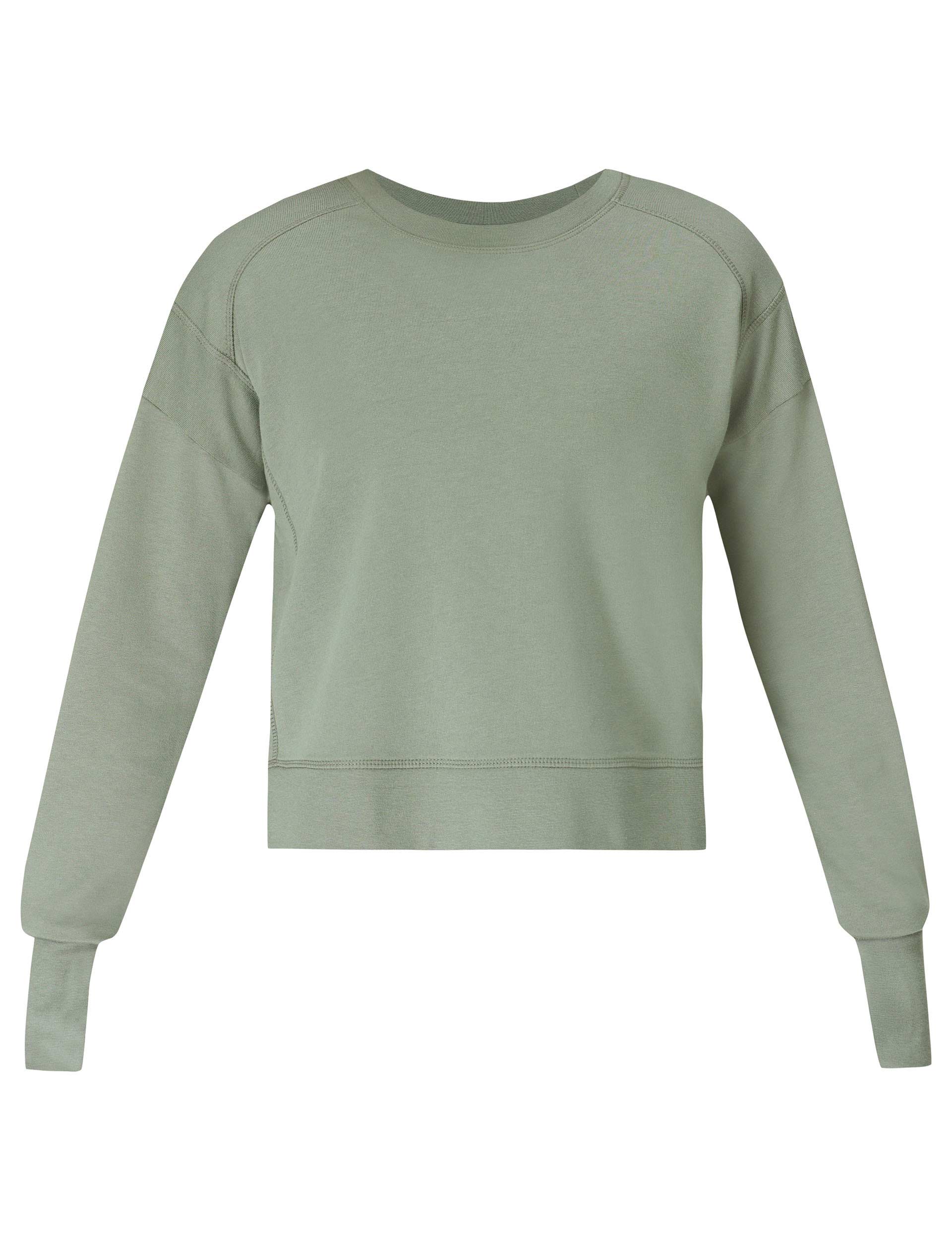 After Class Crop Sweatshirt for Women - Soft Comfortable Willow Green Pullover | Perfect for Casual Wear, Lounging & Street Style Fashion