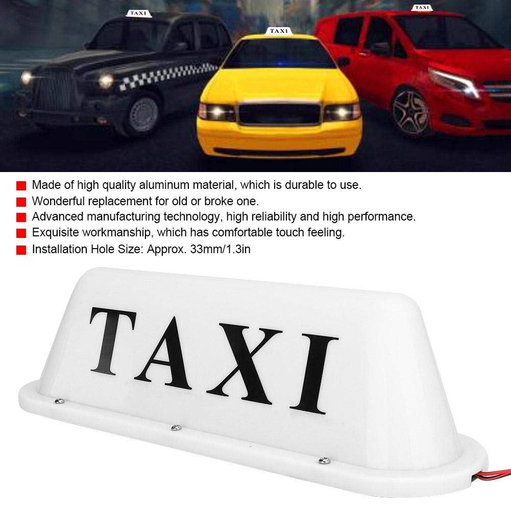 12V Super Bright LED Magnetic Taxi Light Sign - White Roof Top Car Lamp for Taxi Cab with Cigar Lighter Plug | Perfect for Night Shifts, Ride-Hailing Services & Emergency Vehicle Lighting