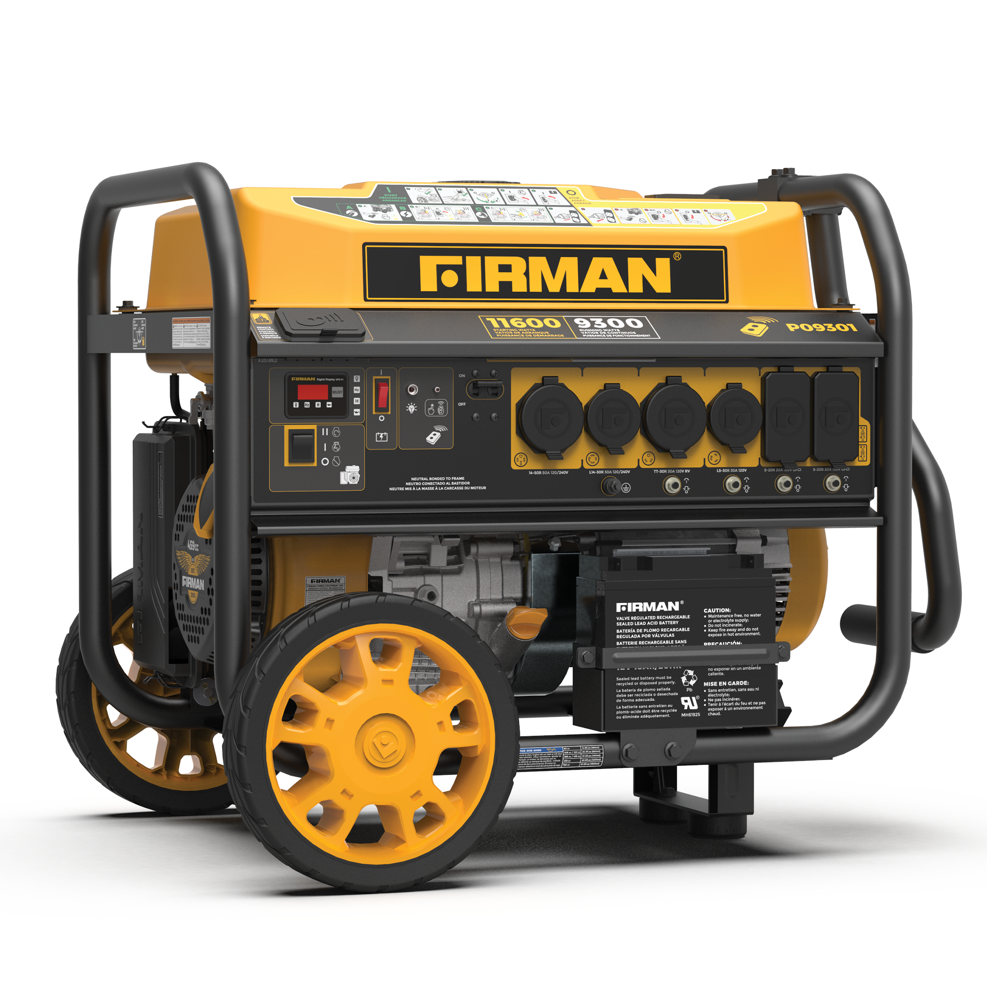 11600W Portable Gas Generator with Remote Start - 120V/240V Dual Voltage for Camping, Home Backup & Outdoor Power