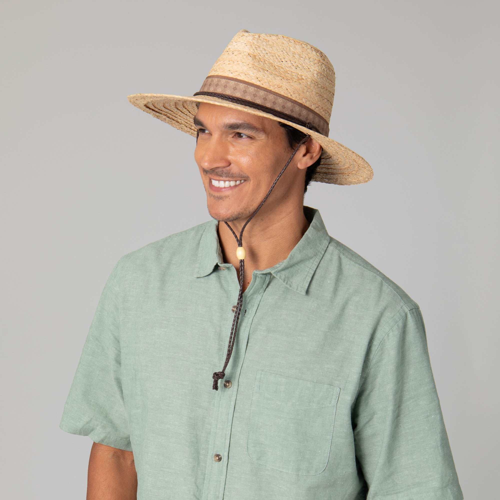 Stylish Men's Raffia Fedora Hat with Adjustable Chin Cord - Perfect for Beach, Summer Outfits & Outdoor Adventures