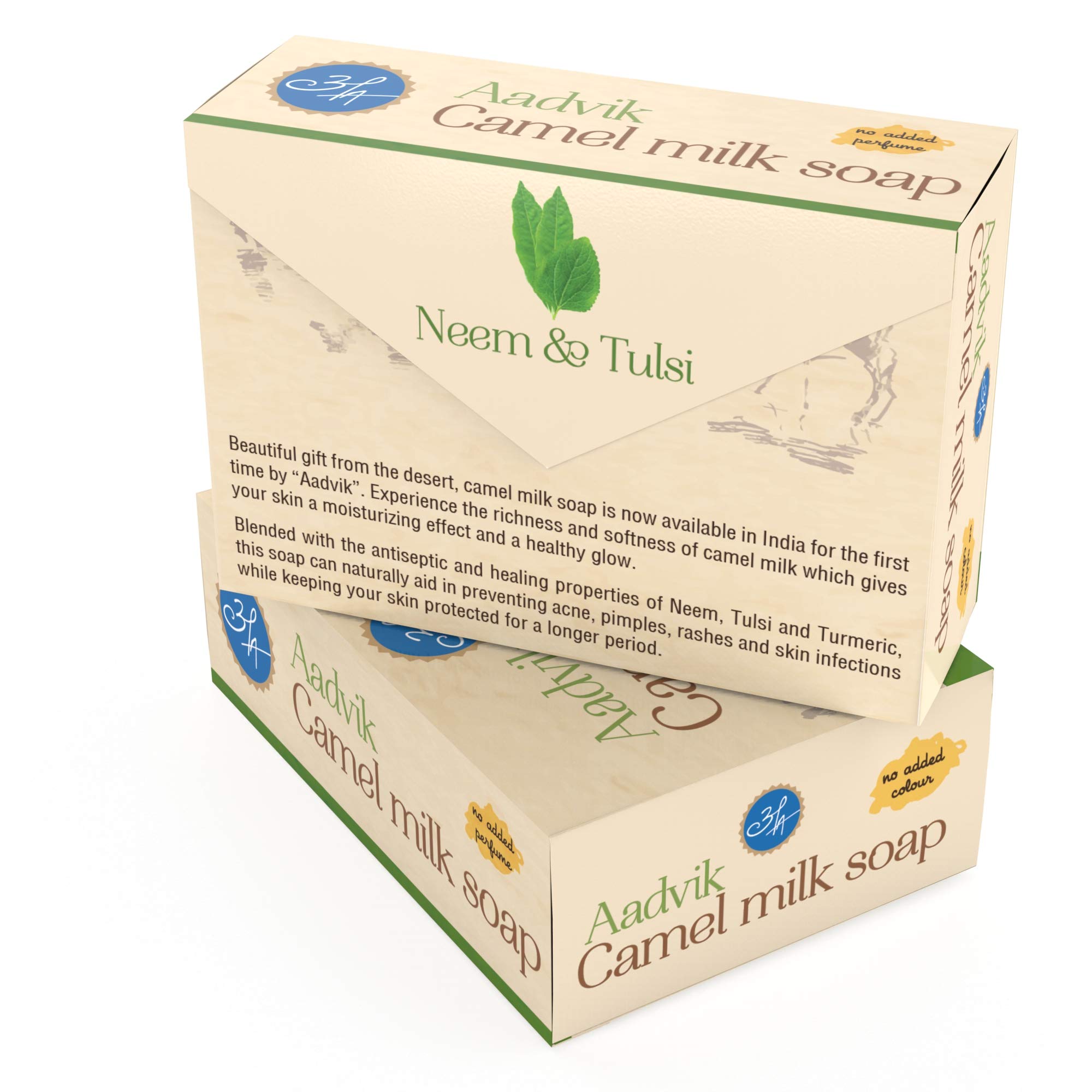 Aadvik Natural Camel Milk Soap with Neem & Tulsi - 100g | Moisturizing & Antibacterial | Perfect for Dry Skin & Acne-Prone Skin Care