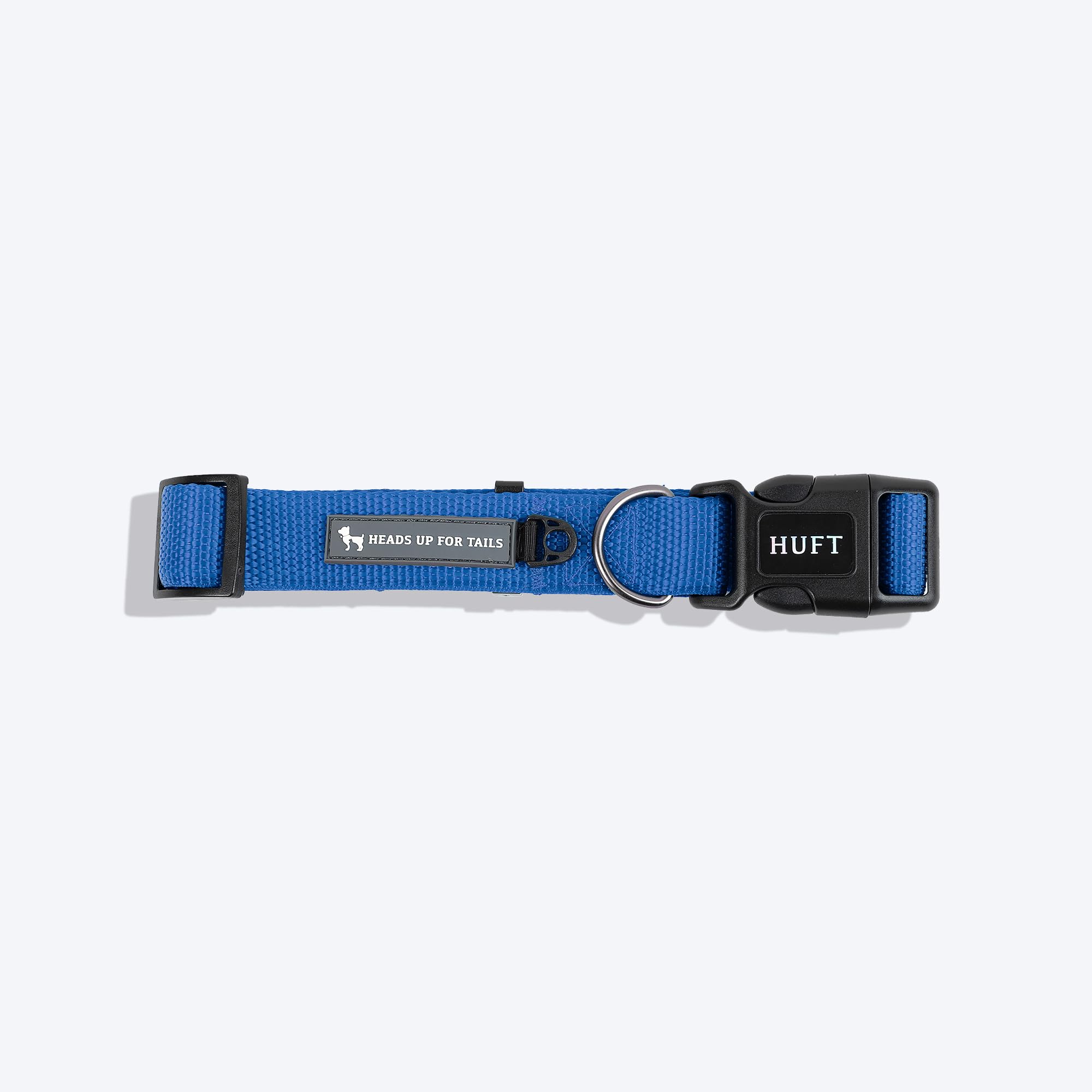 Heads Up For Tails Huft Basics Dog Collar - Cobalt Blue - Medium Size (45.7cm, 2.5cm Width) | Durable Lightweight Nylon Collar for Puppies, Small & Medium Dogs | Adjustable Leash-Compatible Pet Collar for Daily Walks, Training & Outdoor Adventures