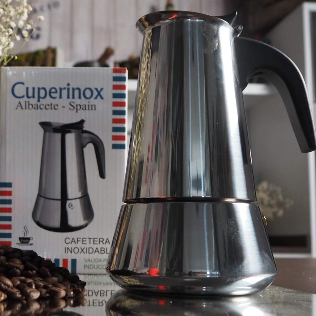 Cuperinox Italian Stovetop Espresso Maker - 12 Cup Induction Compatible Moka Pot for Gas, Electric & Ceramic Cooktops - Stainless Steel, Dishwasher Safe - Perfect for Home, Office & Camping Coffee Brewing