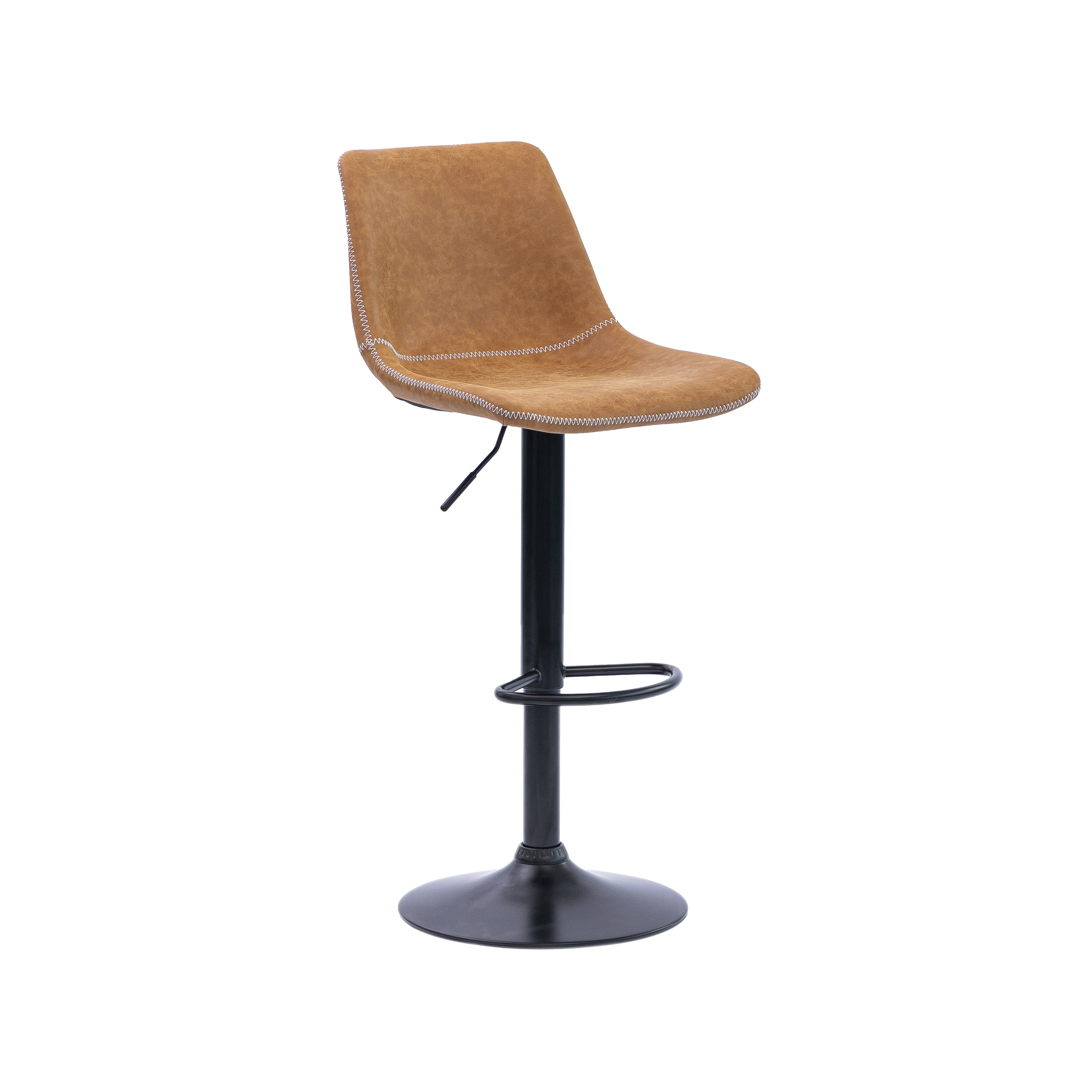 Urban Style Gary Bar Stools - Set of 2 Adjustable Height Black Metal Barstools with Tan PU Cushioned Seats | Perfect for Kitchen Islands, Home Bars & Breakfast Nooks
