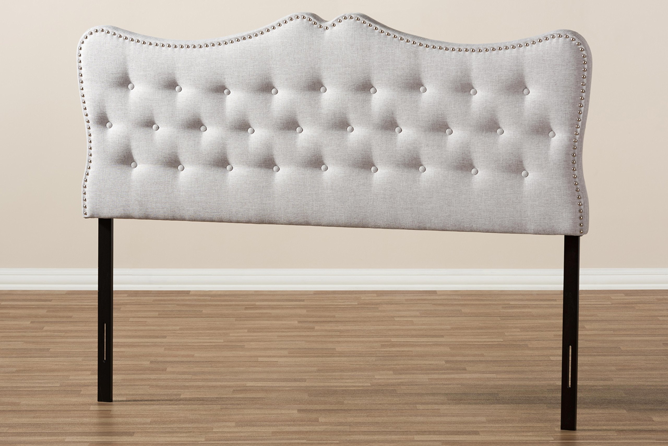 Baxton Studio Allina Modern Fabric Queen Size Headboard - Greyish Beige Upholstered Bed Frame Headboard for Master Bedroom, Guest Room & Home Decor