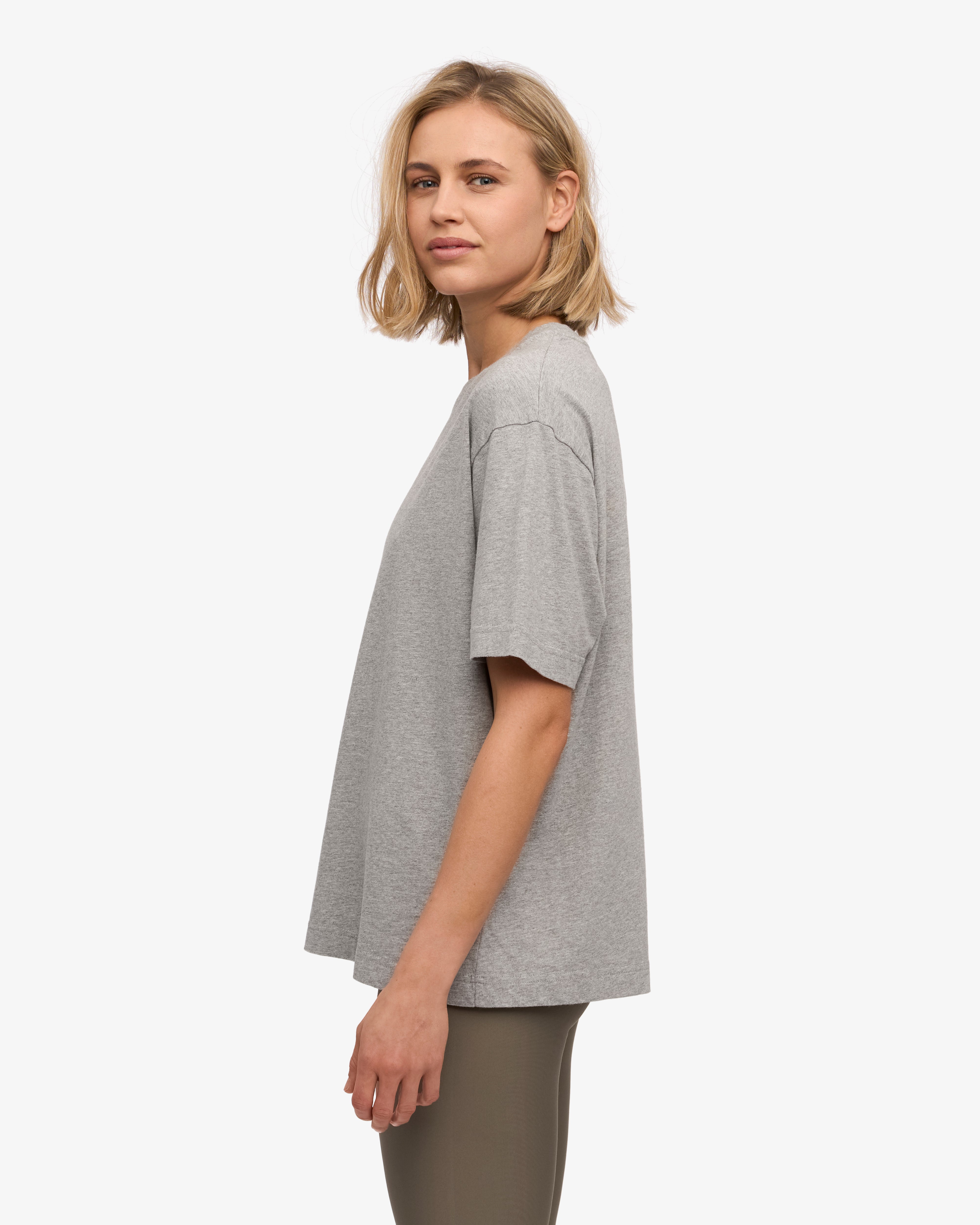 Oversized Organic Cotton T-Shirt for Women - Soft Heather Grey - Perfect for Casual Wear, Loungewear & Everyday Comfort