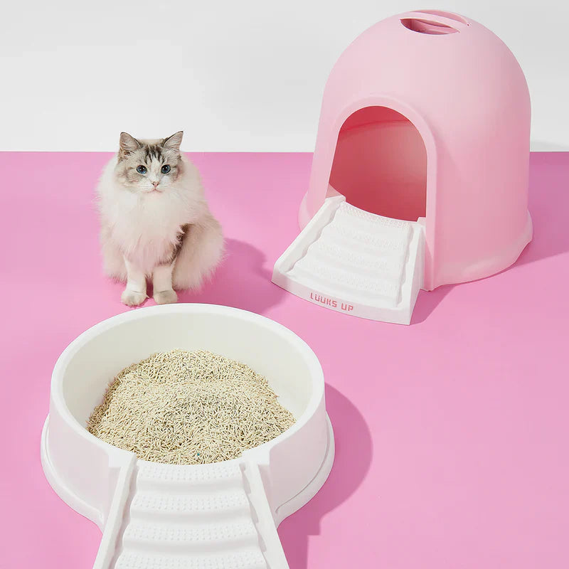 2 in 1 Kitty Litter Box & Cat House - Eco-Friendly Dual Use Litter Cabin with Odor Control - Perfect for Small Spaces & Stylish Home Decor