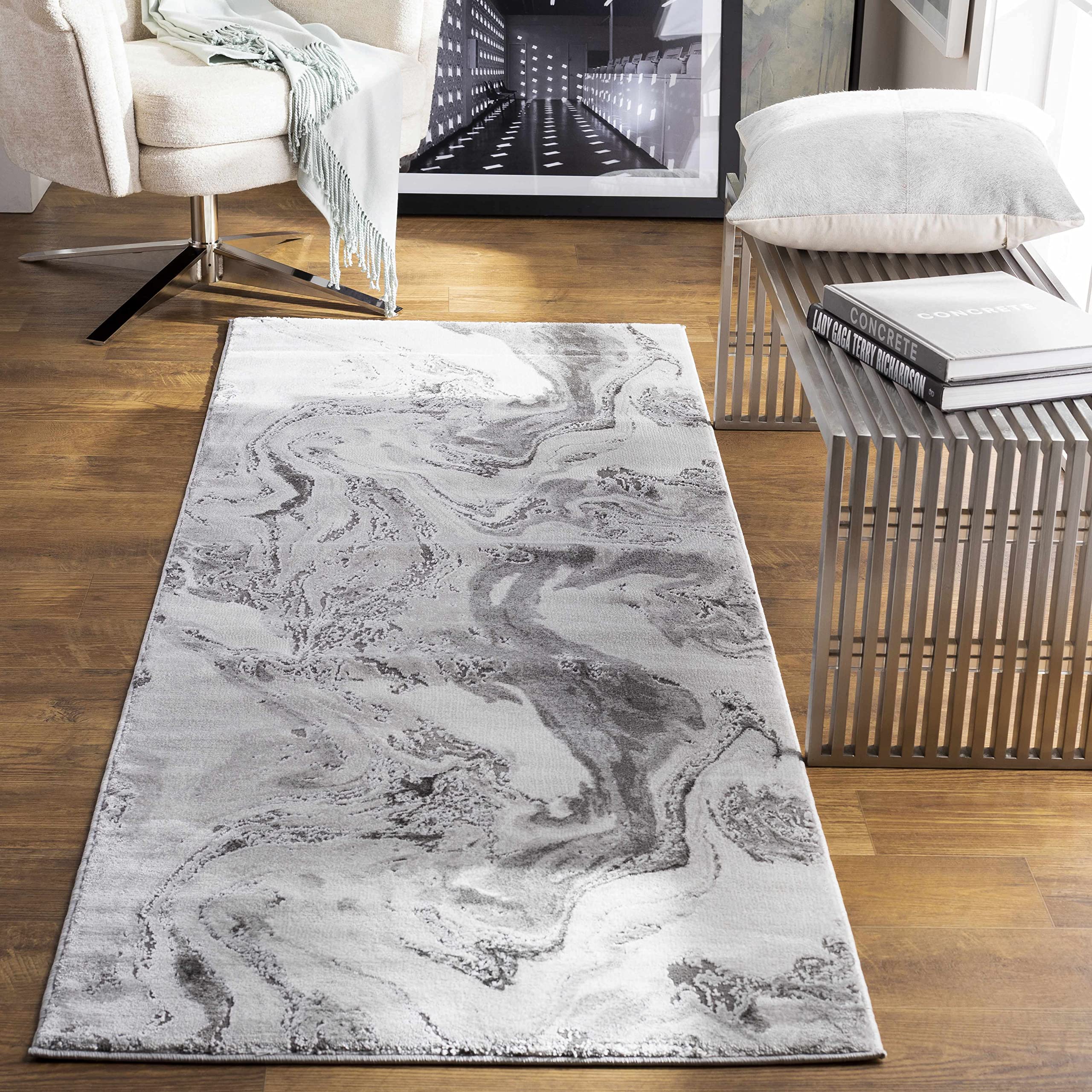 Hauteloom Modern Gray and White Area Rug 9' x 12'4