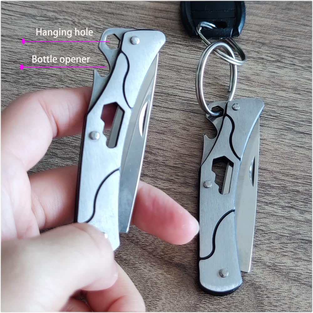 4-Pack Stainless Steel Folding Pocket Knives with Bottle Opener - Compact Self Defense Tool for Camping, Hiking & Everyday Carry (EDC)