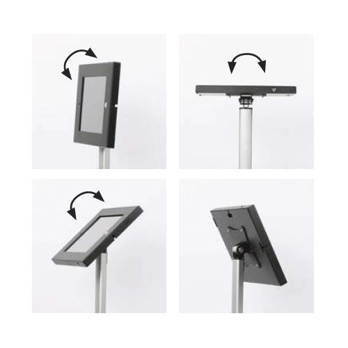 Adjustable iPad Floor Stand Kiosk with Lockable Rotating & Tilting Sign Frame - Perfect for Retail Stores, Exhibitions & Trade Shows