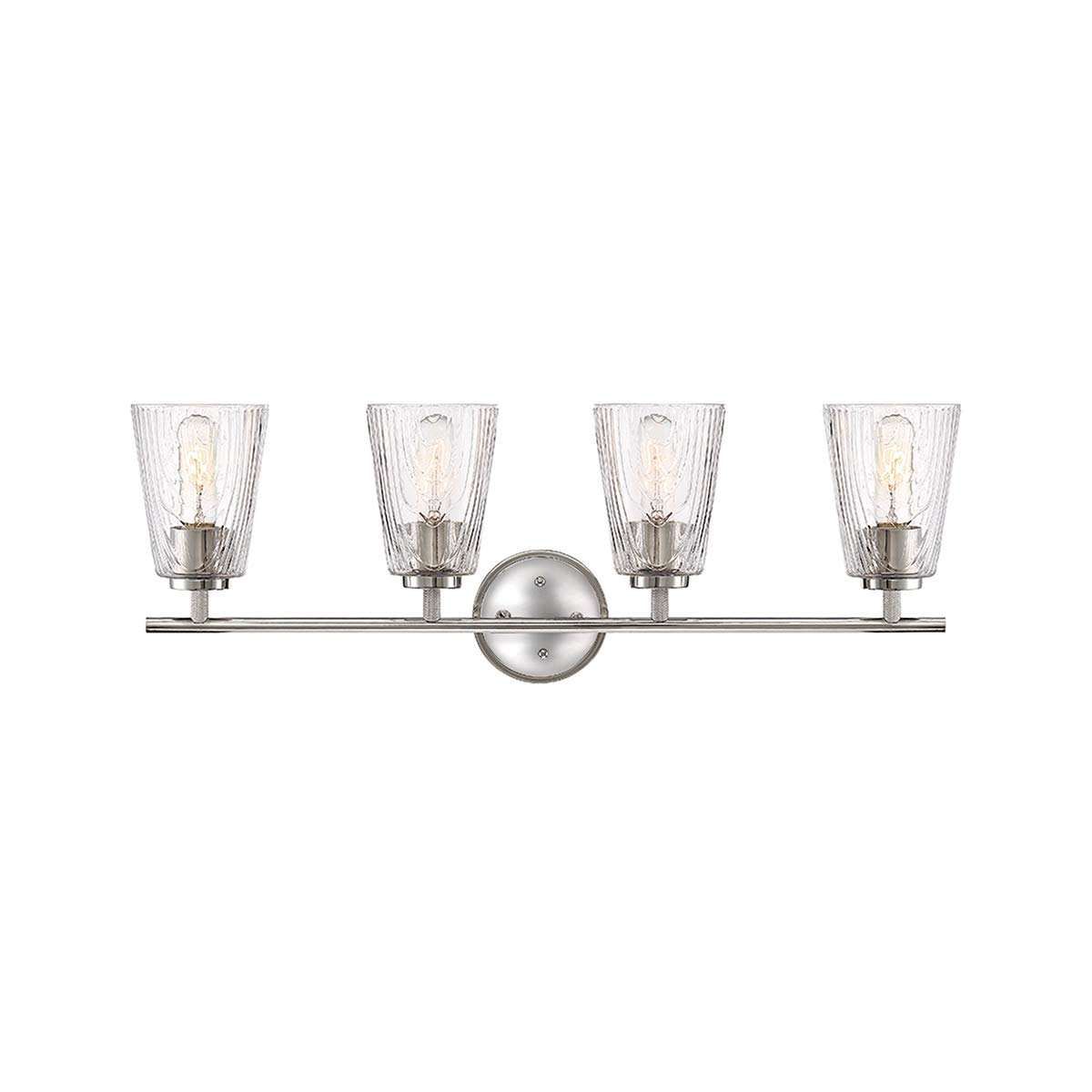 Polished Nickel Bathroom Vanity Light Fixture - 30 Inch Wide Medium Base 4-Light for Modern Bathroom & Powder Room Lighting Upgrade