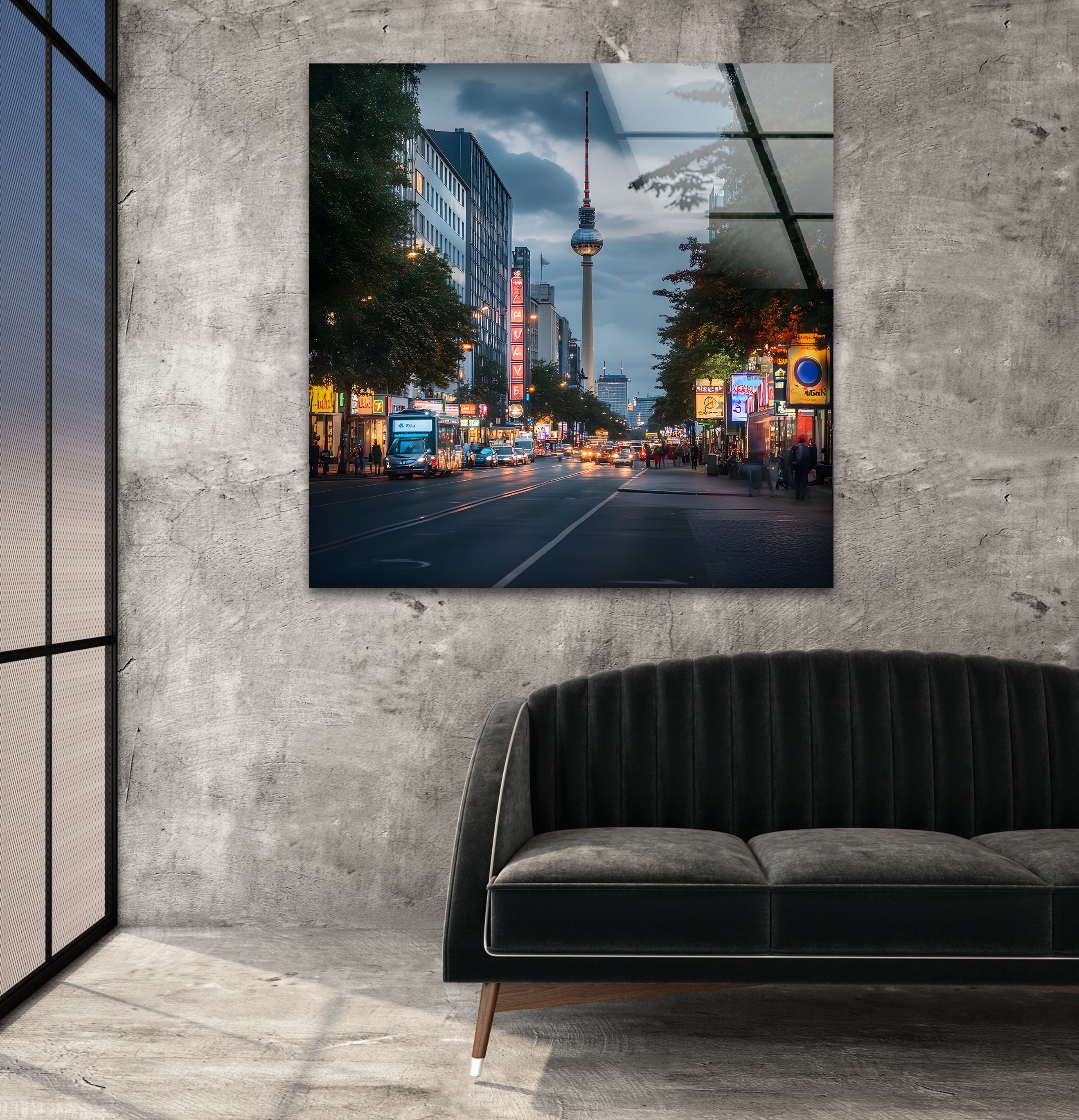 Berlin City Night Skyline Glass Wall Art - Modern Home Decor for Living Room, Bedroom & Office - Perfect Gift for Urban Art Lovers