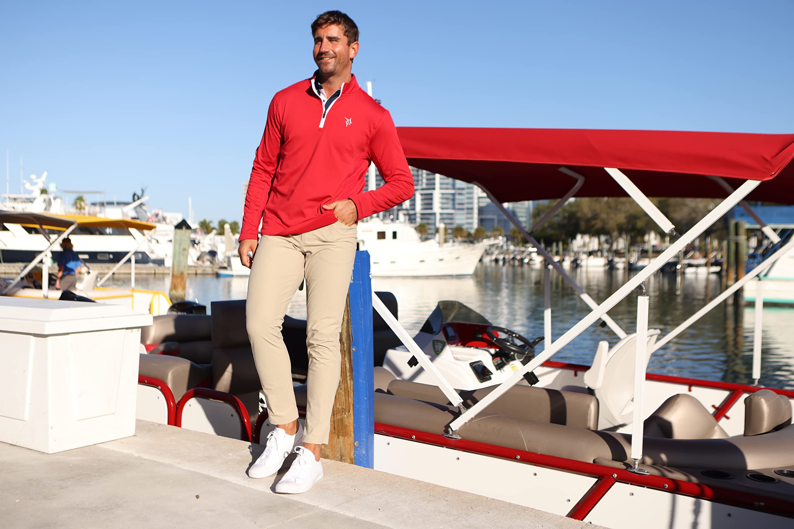 White Water Montauk Performance 1/4 Zip Pullover for Men - Lightweight Quick-Dry Athletic Shirt for Running, Hiking & Outdoor Activities
