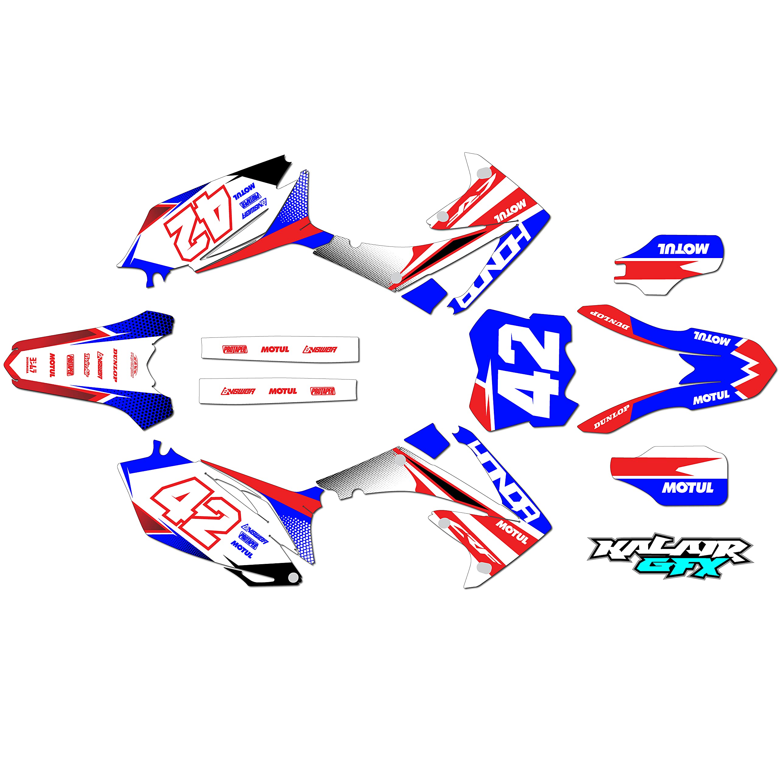 Honda CRF450R (2009-2012) TEAM Series Red Blue 9 Mil Dirt Bike Graphics Kit - High-Quality Motorcycle Stickers & Racing Decals for Motocross Accessories - Perfect for Dirt Pit Bikes, MX Racing, and Off-Road Motorcycle Customization