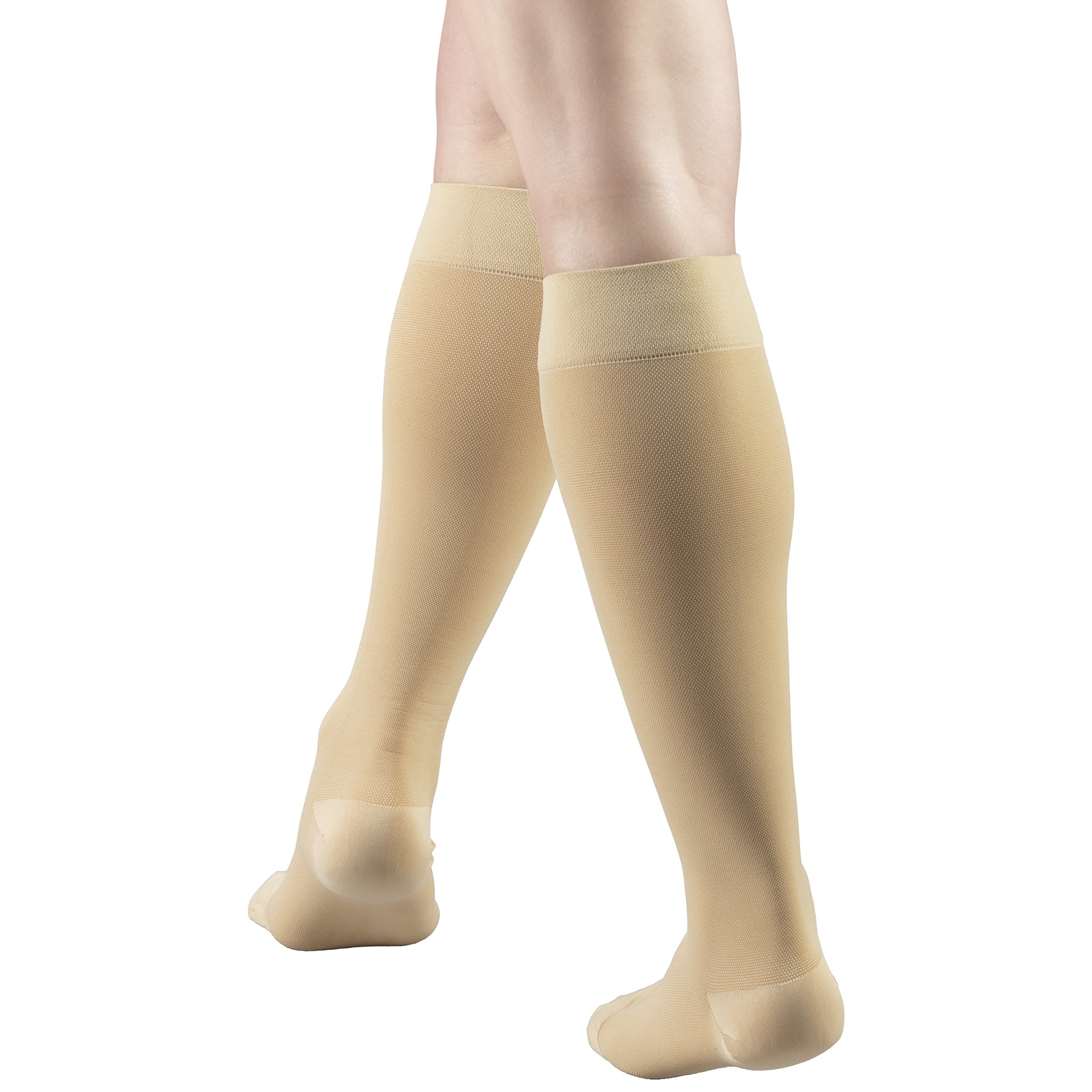 30-40 mmHg Compression Socks for Men & Women - Knee High Support Stockings, Beige Medium (6 Pairs) - Ideal for Travel, Varicose Veins & Circulation Support
