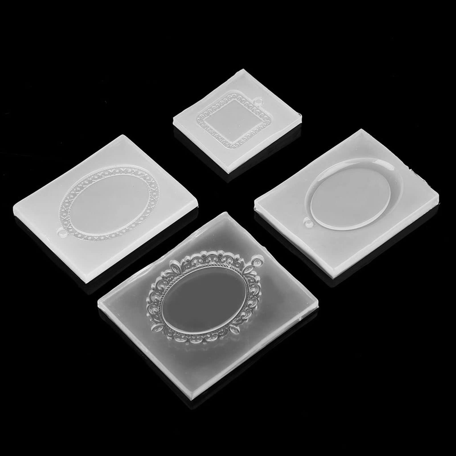 4Pcs/Set Silicone Molds for Resin Casting - DIY Jewelry Pendant Molds Oval Shape - Perfect for Handmade Earrings, Necklaces & Craft Projects