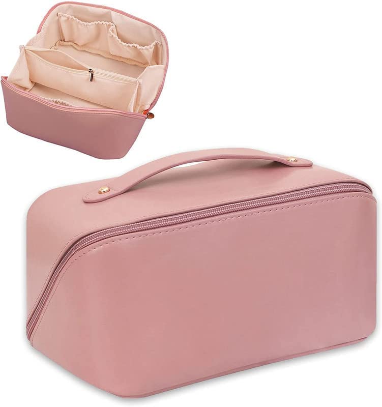 Alesso Large Waterproof PU Leather Travel Makeup Bag for Women - Multi-Compartment Cosmetic Organizer with Zipper Closure (Multicolor) | Perfect for Vacation, Gym, Business Trips & Daily Essentials Storage