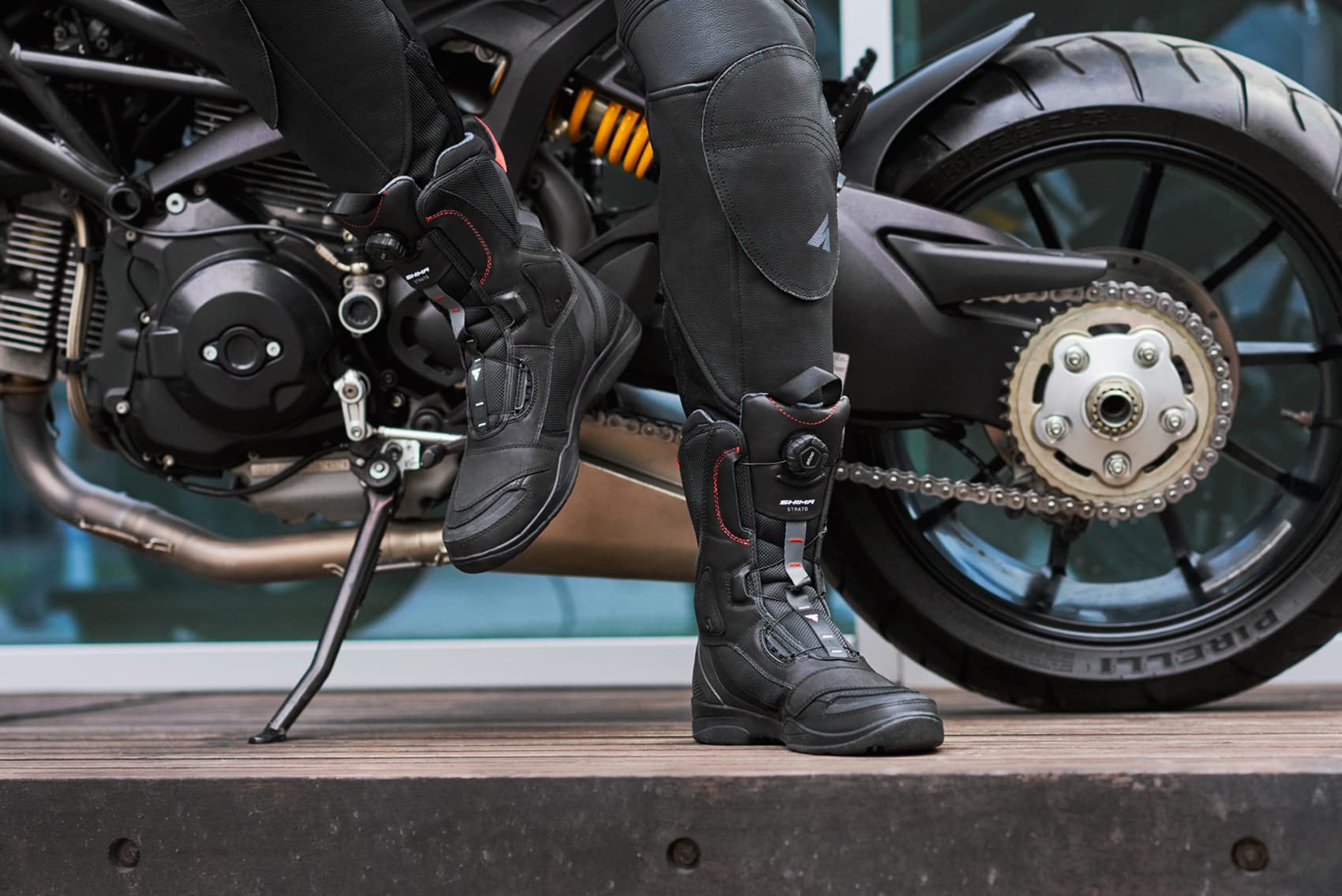 SHIMA STRATO Motorcycle Boots - Lightweight Reinforced Long Biker Riding Boots with ATOP Fast-Closure System for Men & Women | Perfect for Street Riding, Touring & Adventure Motorcycling