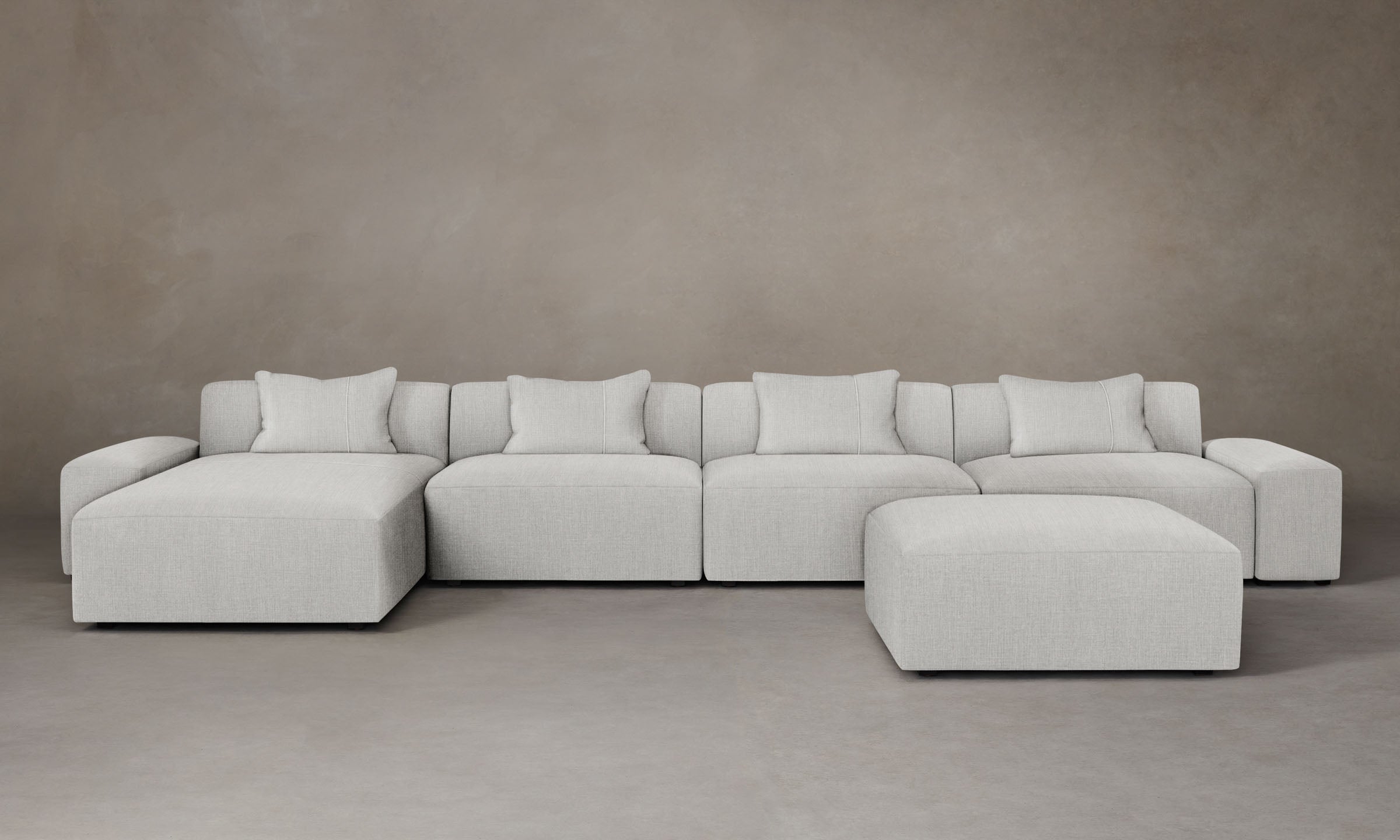 Breuer Modular Sectional Sofa - Performance Tweed Salt Fabric - Perfect for Living Room, Lounge & Family Room Comfort