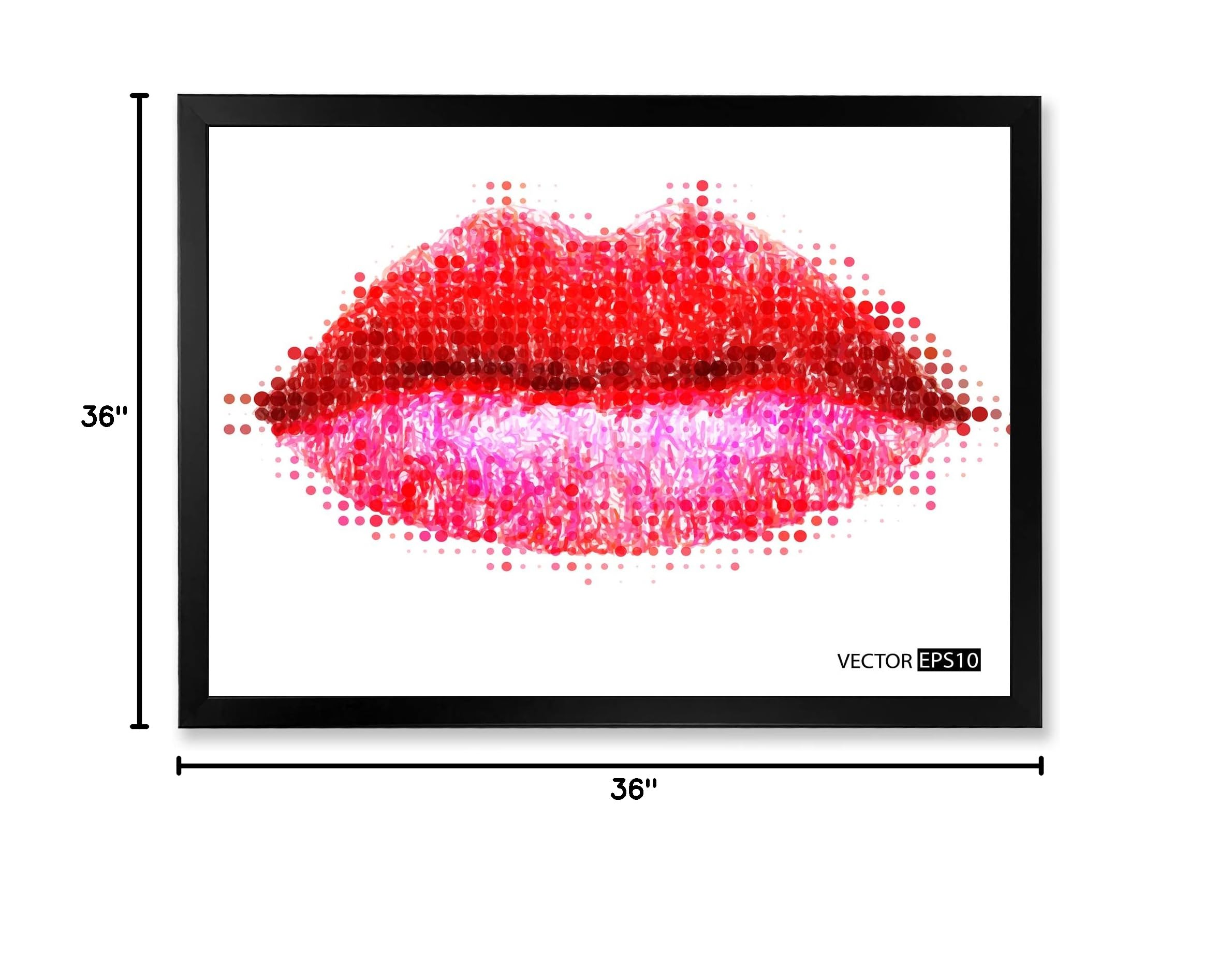 Abstract Red Lips Modern Framed Wall Art - Contemporary Home Decor for Living Room, Bedroom & Office | Perfect Gift for Women