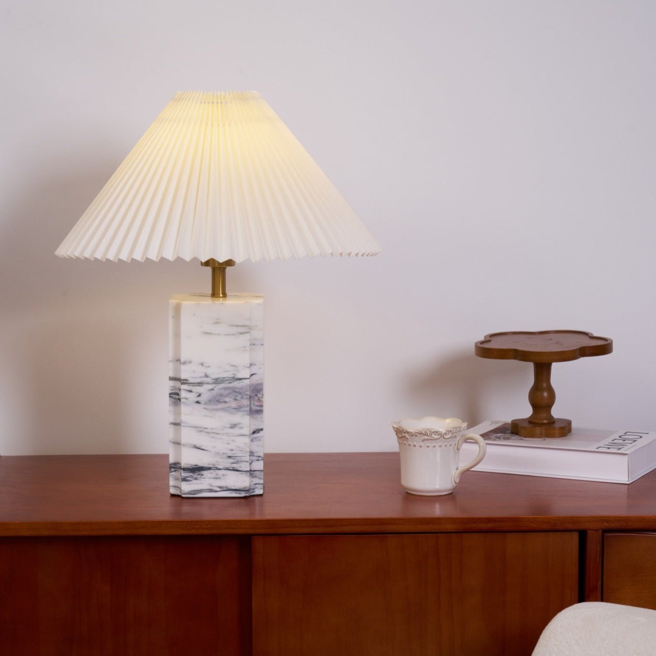 Elegant Bianca Marble Table Lamp - Modern Home Decor Lighting for Bedroom, Living Room & Office - Dimmable LED Desk Lamp with USB Port