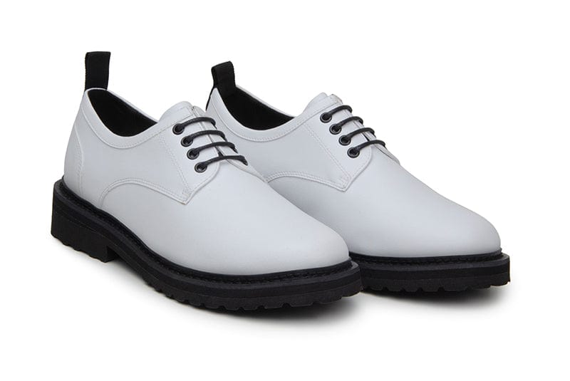Vegan Corn Leather Derby Shoes for Men & Women - Comfortable Unisex Casual Shoes in White | Perfect for Office, Walking & Everyday Wear