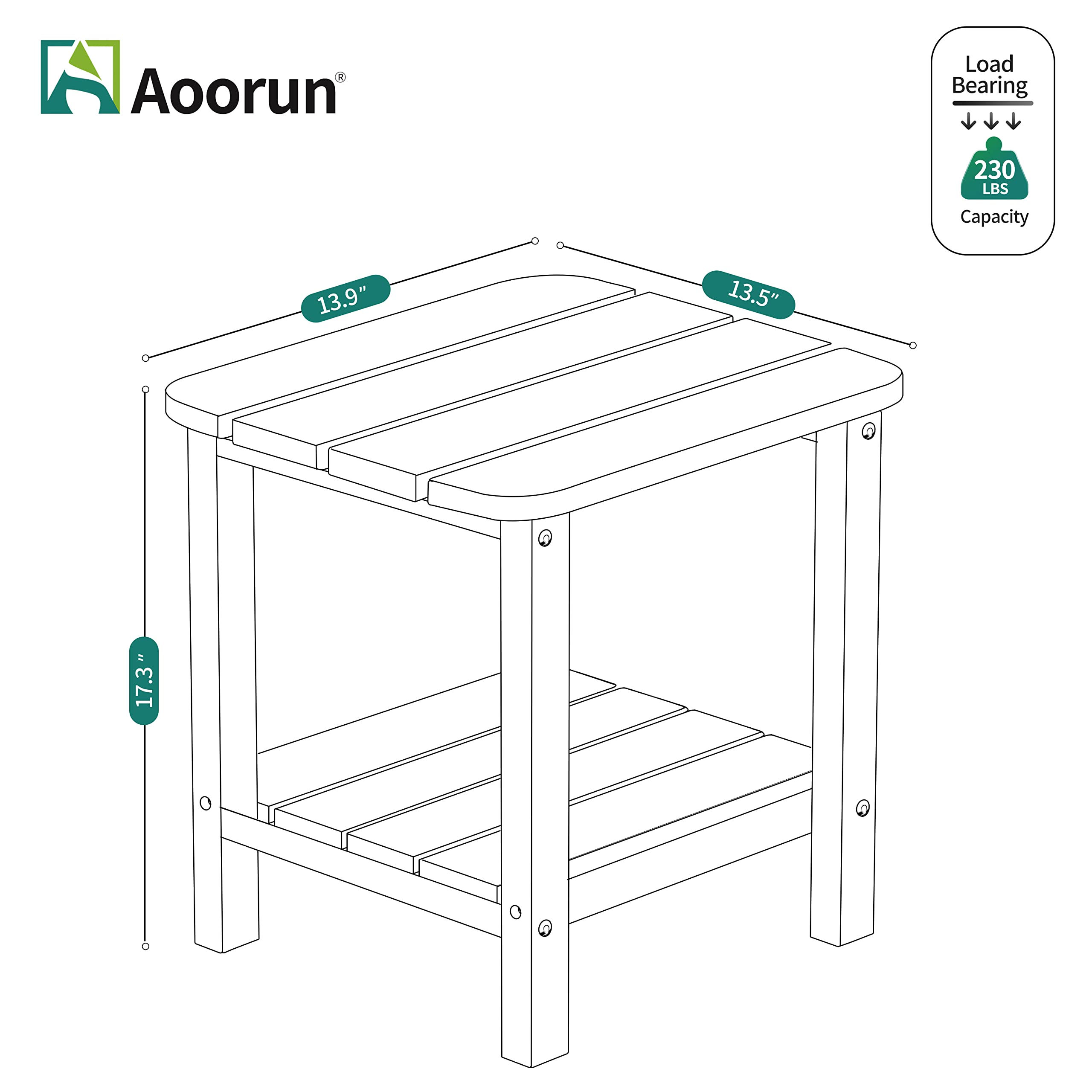 Premium White HDPE Adirondack Deck Table - Durable Outdoor Patio Furniture for Poolside, Garden, and Backyard Relaxation