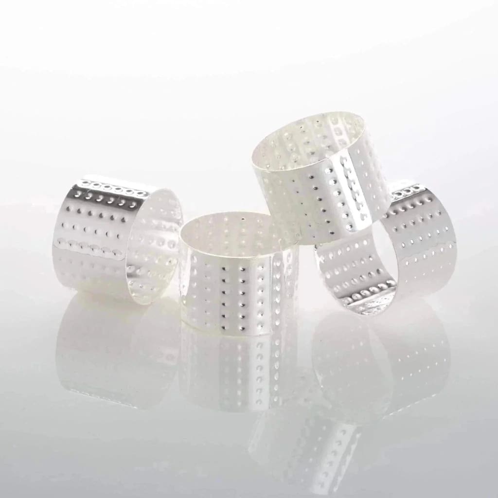Elegant Silver Hammered Metal Napkin Rings Set of 4 - Perfect for Wedding, Dinner Party & Holiday Table Decor
