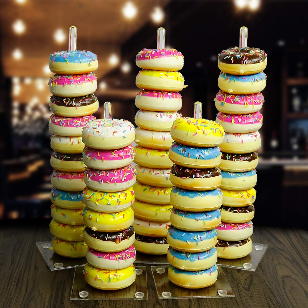 5-Piece Clear Acrylic Donut Stand Display Holder - Doughnut Tree for Birthday Parties, Weddings & Dessert Tables | Perfect for Bakery Displays, Candy Buffets & Sweet Treat Presentations