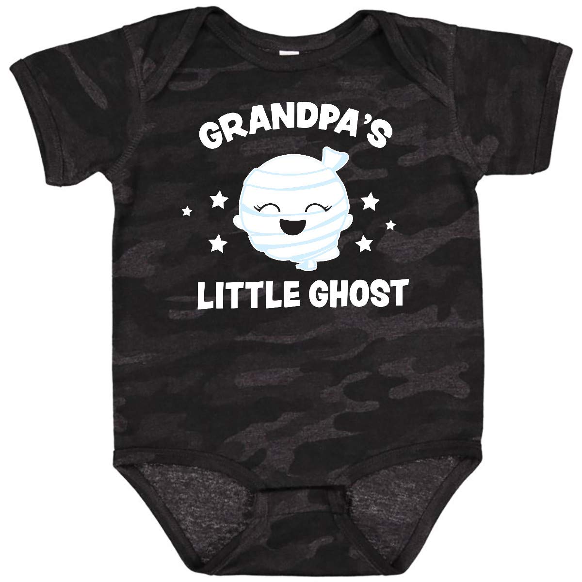 Inktastic Cute Grandpa's Little Ghost with Stars Baby Bodysuit - Soft Cotton Infant Onesie for Halloween, Family Photos & Casual Outings