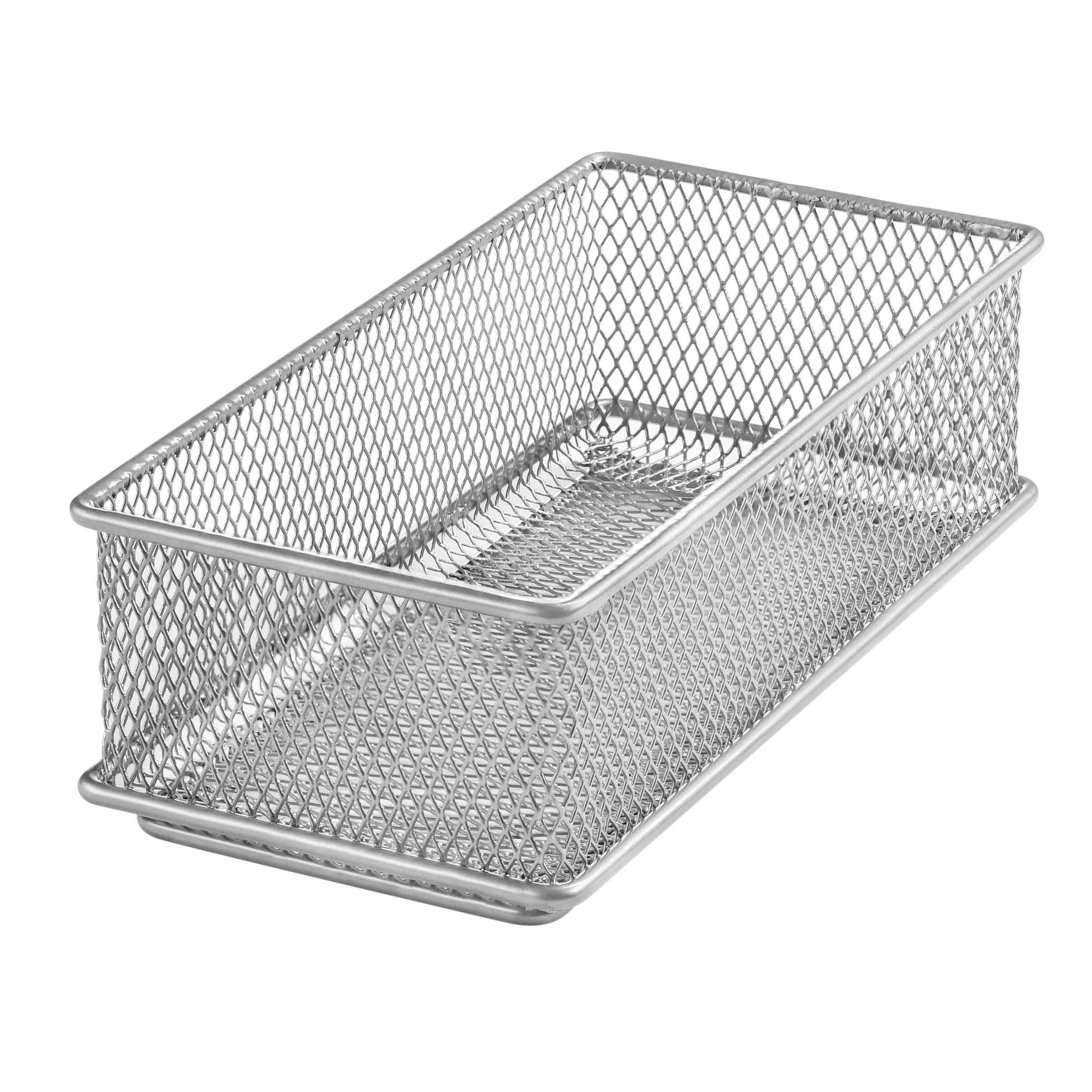 YBM HOME Silver Mesh Drawer Organizer Bins - 3x6x2 Inch Small Desk Organizer for School Supplies, Office Accessories & Home Storage - Perfect for Drawers, Shelves and Desktop Organization