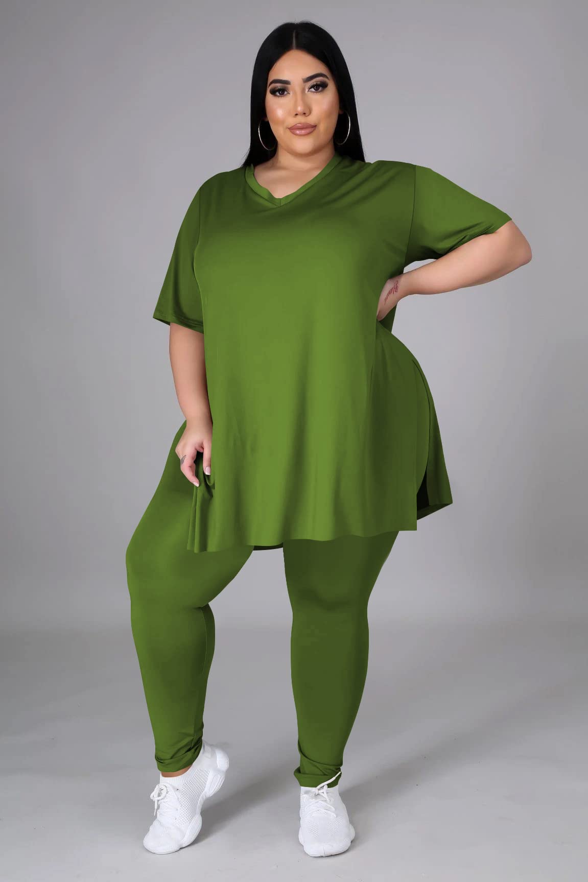 Plus Size Women's 2-Piece Loungewear Set - Oversized T-Shirt & Long Sweatpants Comfy Outfit for Summer | Casual Wear, Home Relaxation, Yoga & Lounge