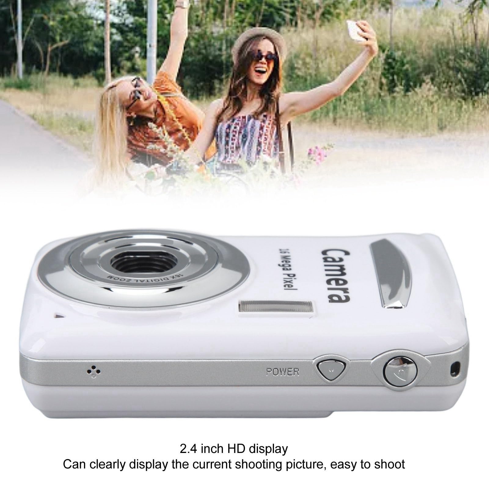 Portable 1080P HD Digital Camera with Multi-Axis Stabilization - 16MP Auto Focus Compact Camera, 2.4