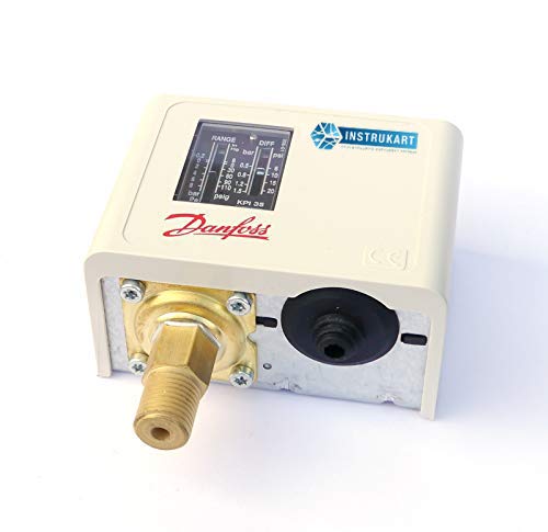 Danfoss KPI-35 Boiler Pressure Switch with Stainless Steel Reducer (-0.2 to 8 bar) - for Liquids, Gases & Steam Systems | Industrial Use in Compressors, Automotive & Power Plants | Reliable Pressure Control Solution