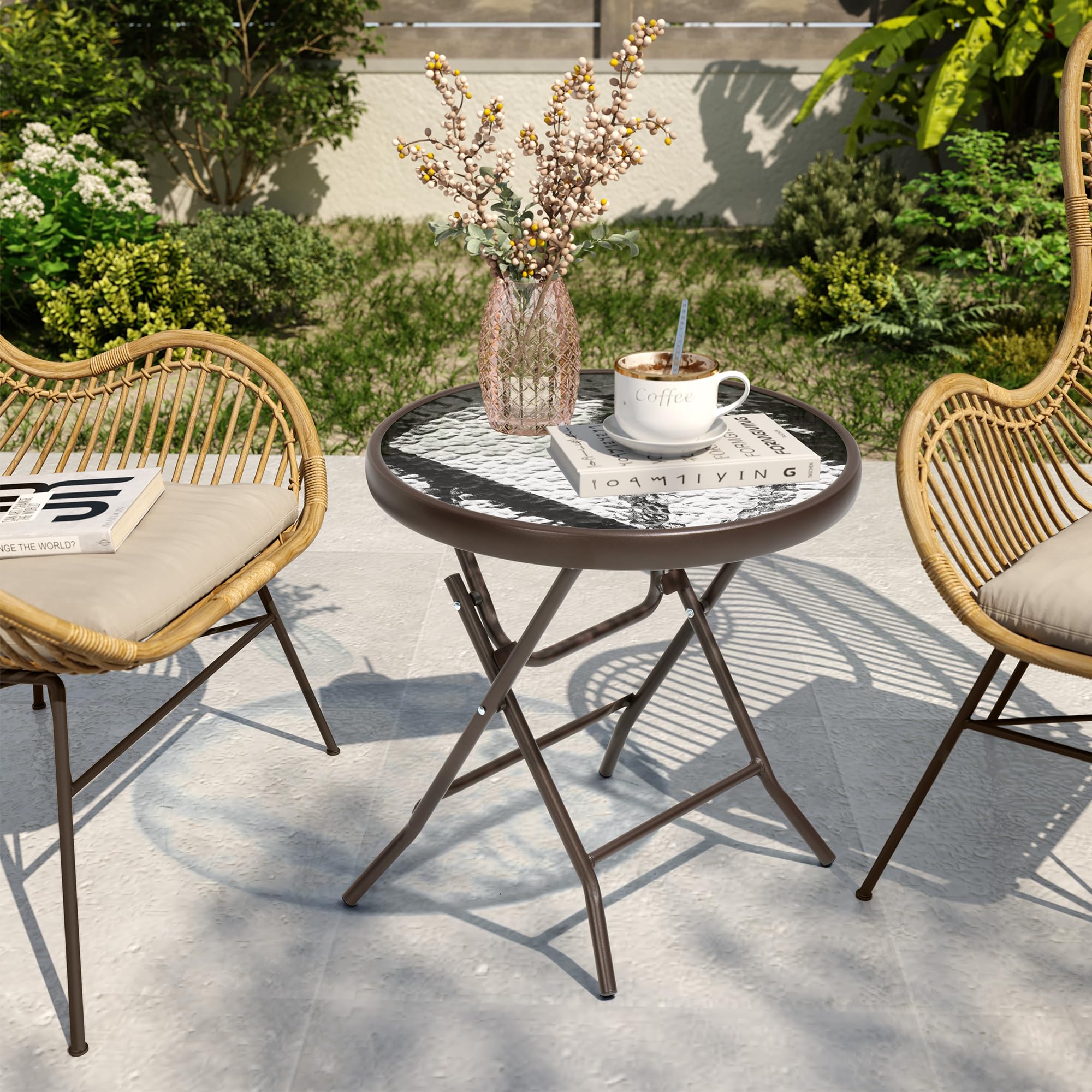 2-Piece Outdoor Side Table Set - Weather-Resistant Small Patio End Tables for Pool, Balcony, Deck & Porch - Brown - Perfect for Outdoor Relaxation & Entertaining
