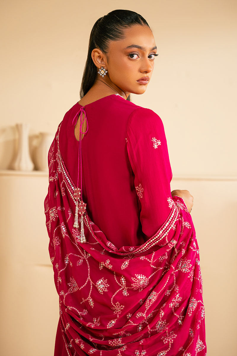 MAGENTA BLOOM 3-Piece Women's Ethnic Outfit Set (Shirt, Pants & Dupatta) - Traditional Indian Kurti Pajama Suit for Festivals, Weddings & Special Occasions