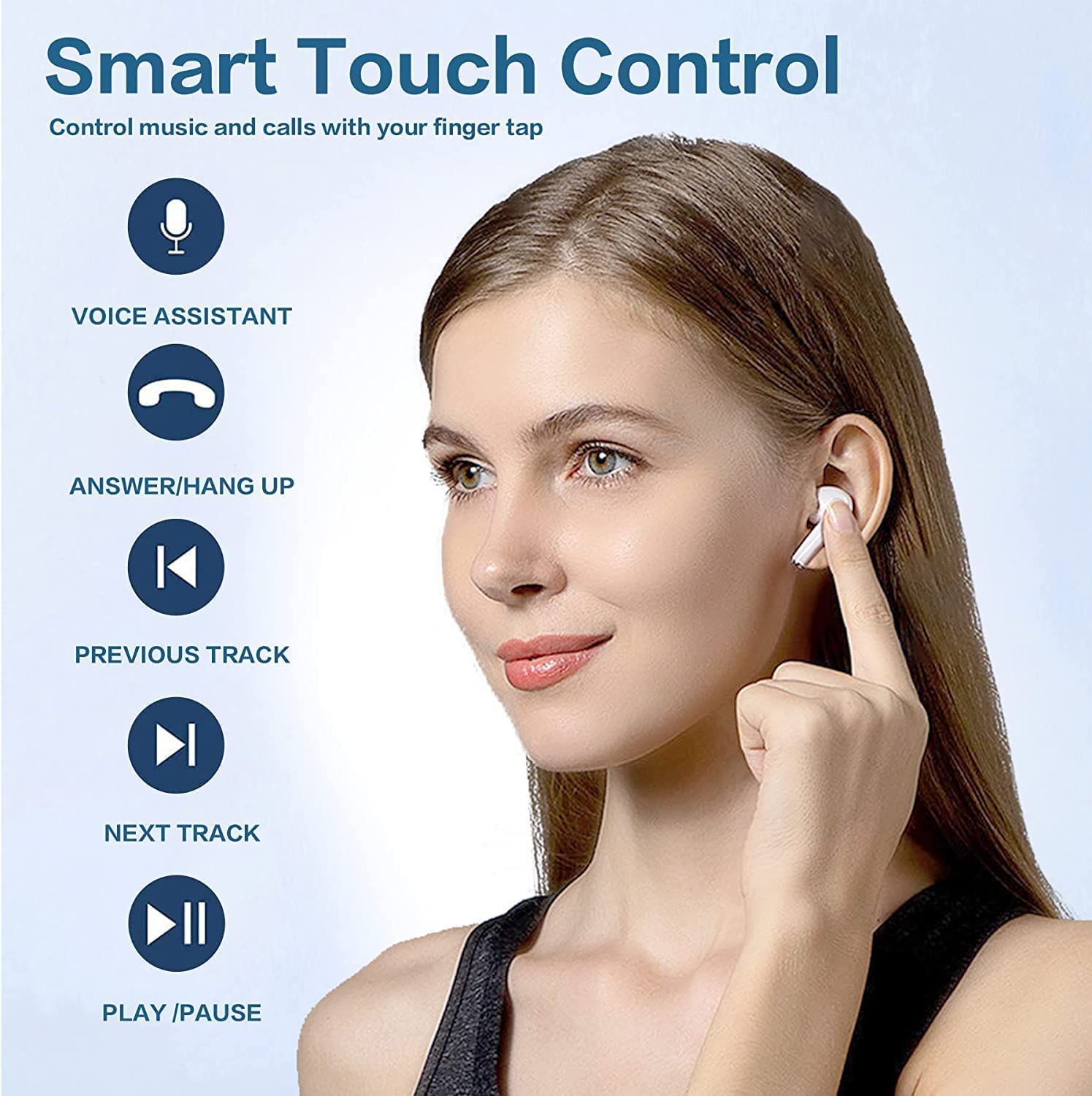 BOXSSROG Wireless Bluetooth 5.3 Headphones with ENC Noise Cancelling Mic, 42H Playtime, IPX6 Waterproof, HiFi Stereo Sound, LED Display, Touch Control - Perfect for Sports, Gym, Running & Travel (Compatible with iOS/Android)