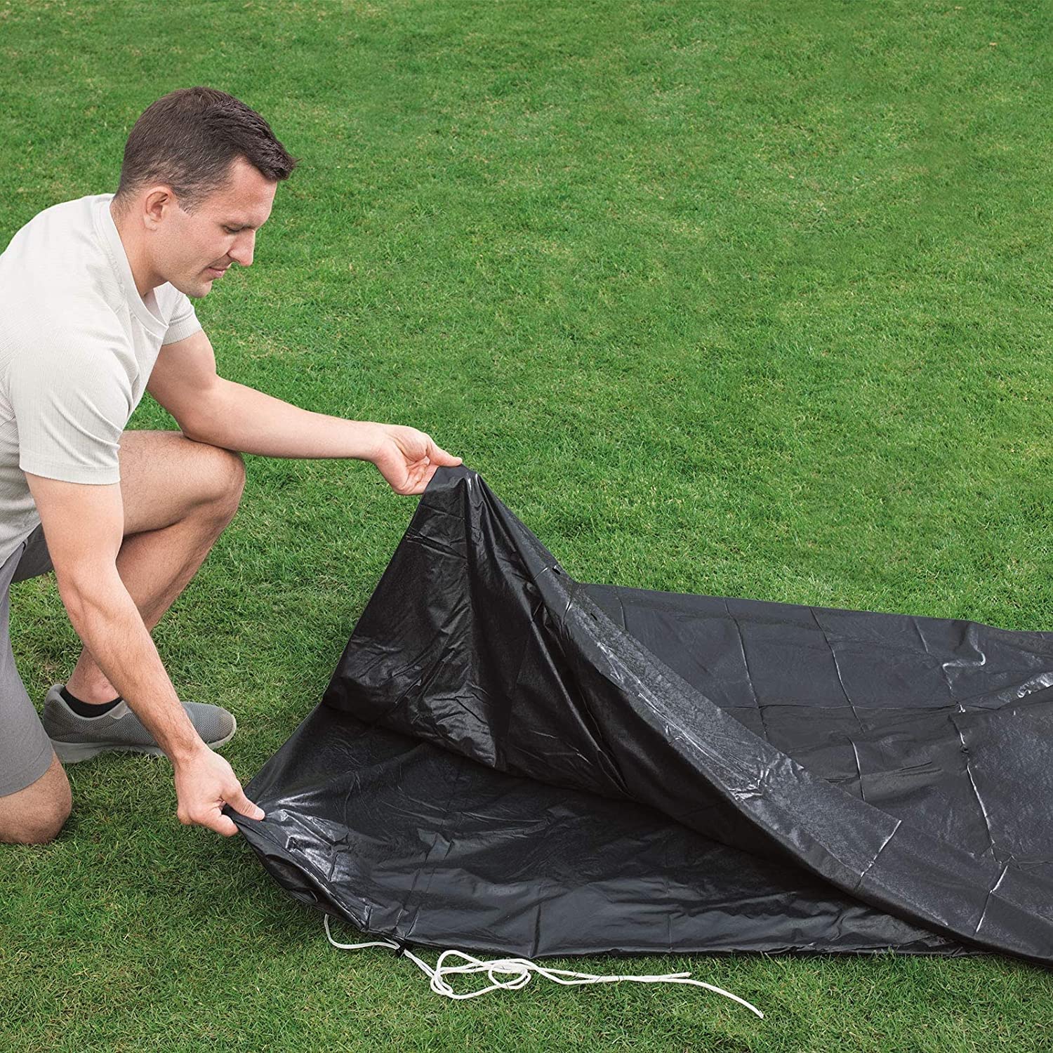 Bestway 58038 4-Season Round Above Ground Pool Cover - 15 Feet (457 cm) - Heavy Duty Weather Protection for Winter & Summer Use - Perfect for Backyard, Garden & Outdoor Swimming Pools