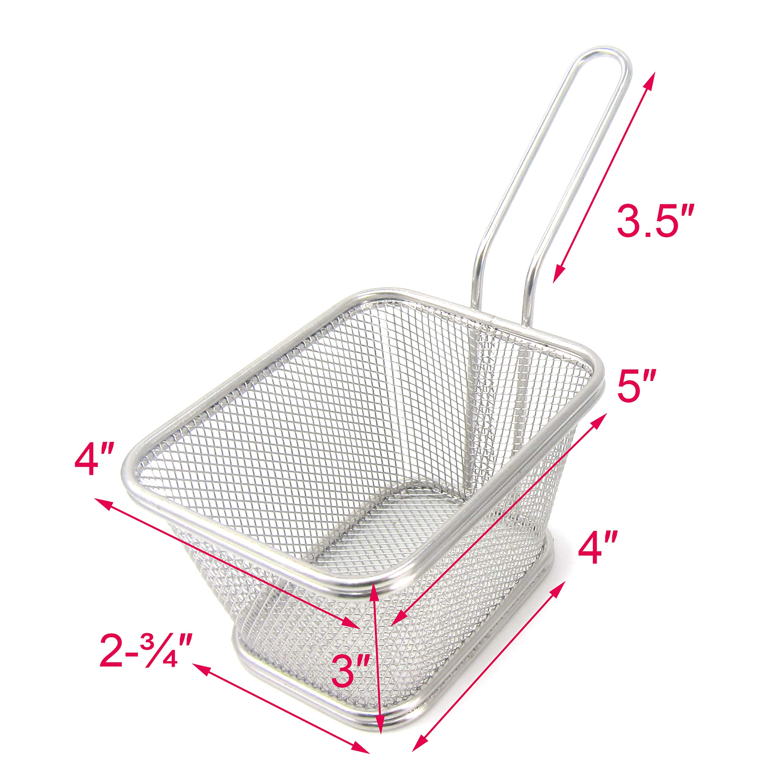Premium Stainless Steel Fry Basket for Chips & French Fries - 5 Inch Large Cooking Strainer & Serving Tool - Ideal for Home Kitchens, Restaurants & Outdoor BBQ