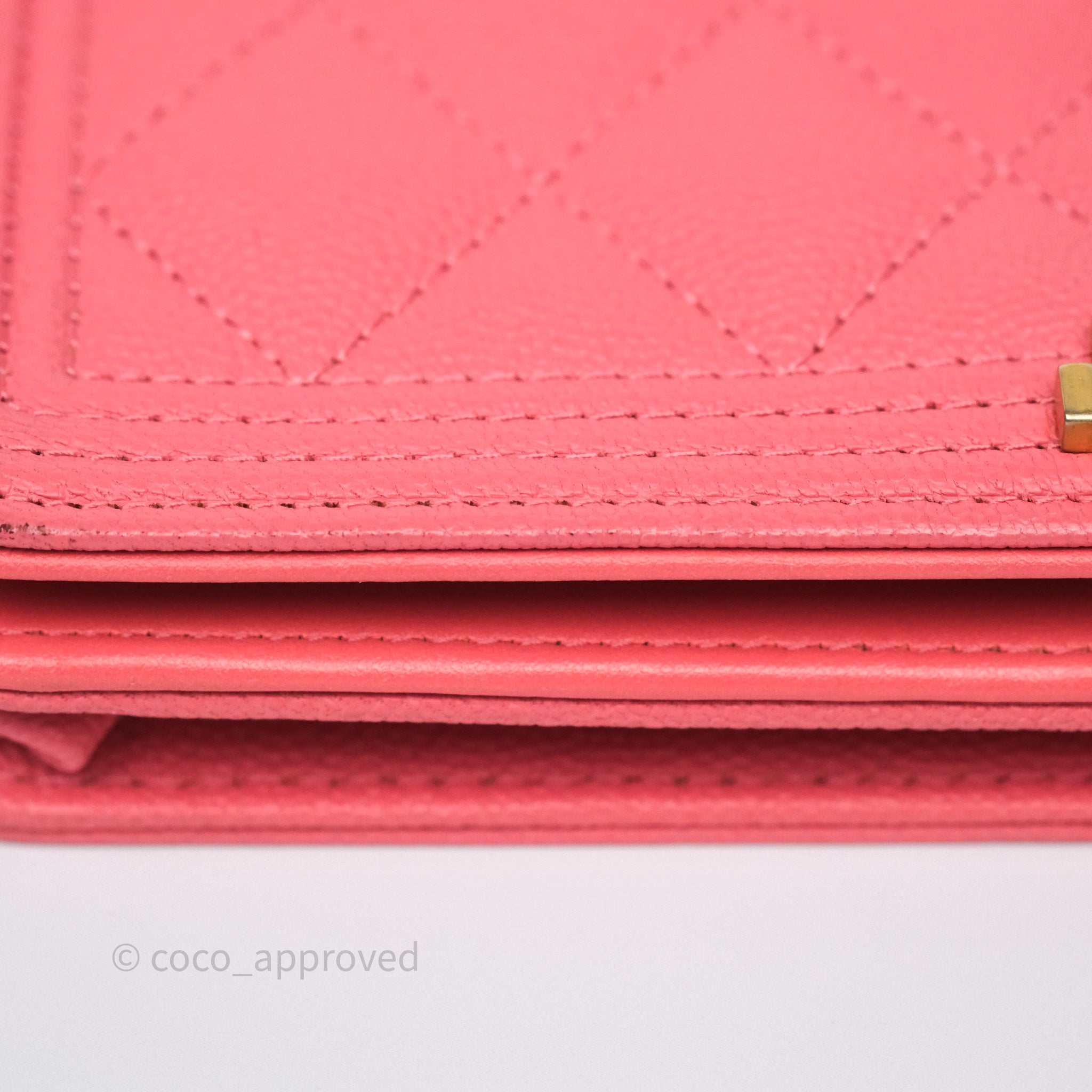 Chanel Boy Wallet on Chain WOC Quilted Dark Pink Caviar Leather with Aged Gold Hardware - Perfect for Evening Events & Luxury Fashion Accessories