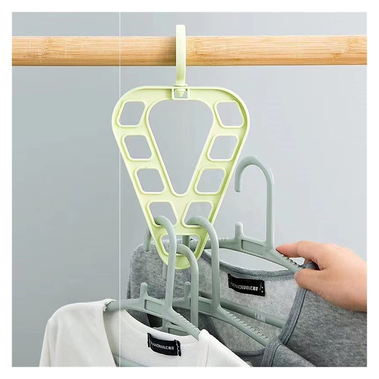 TOMYEUS Space Saving Magic Clothes Hanger - Multi-Function Coat Hanger, Scarf Organizer & Drying Rack for Closet - Light Green | Perfect for Small Spaces, Laundry Rooms & Travel Storage