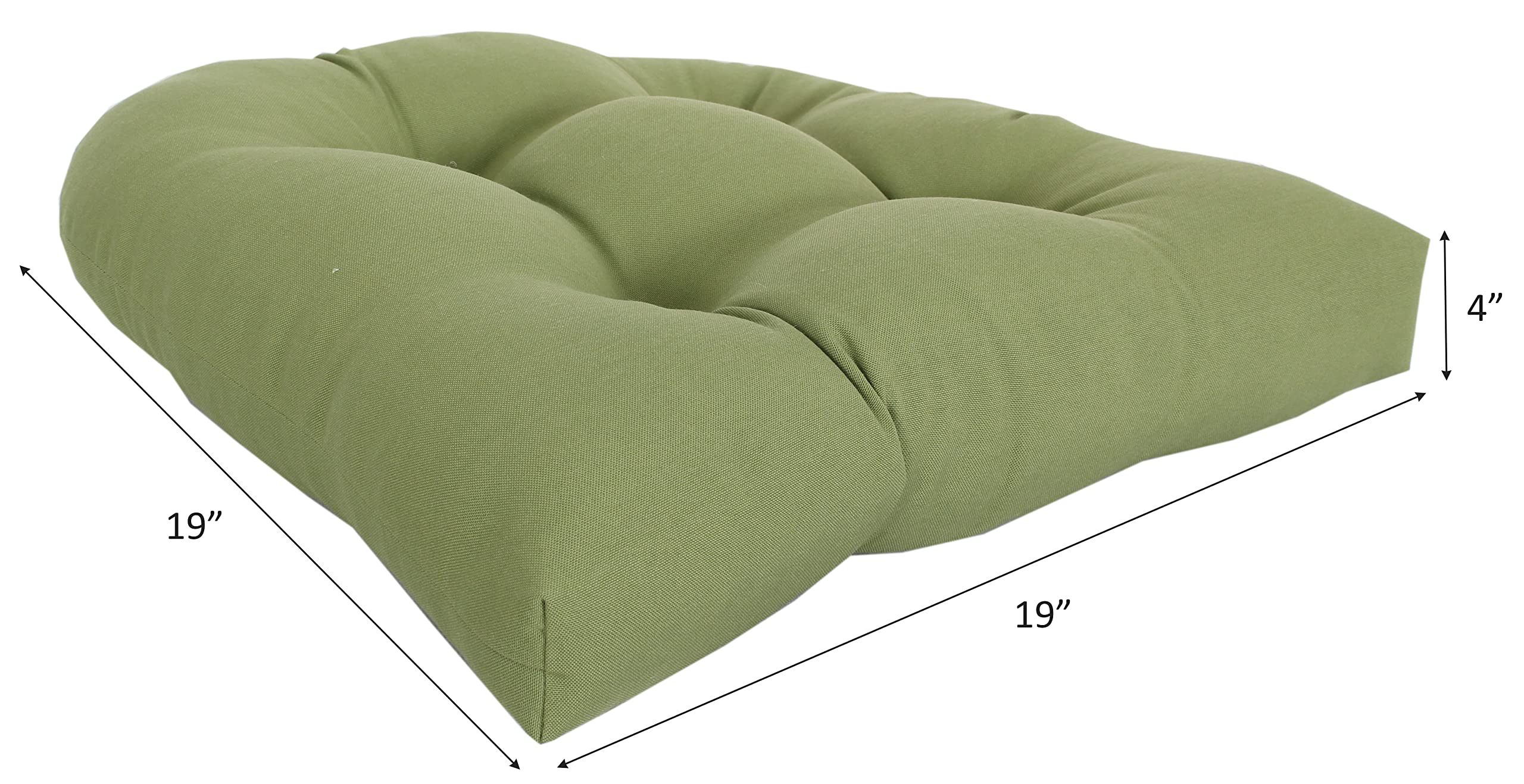 2 Pack 19x19x4 Inch Solid Cilantro Wicker Seat Cushions for Patio, Deck, Porch & Indoor Furniture - Water Resistant Outdoor/Indoor Chair Cushions Set