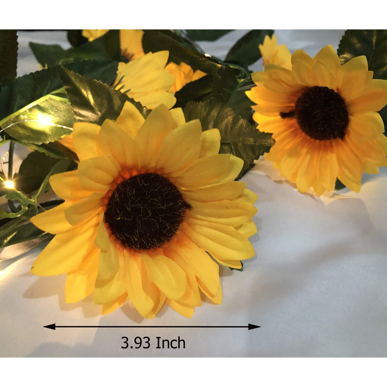 30 LED Artificial Sunflower Garland String Lights - 7.2ft Silk Sunflower Vines with Battery Powered Fairy Lights for Wedding, Valentine's Day, Garden Party - Perfect for Home Decor, Bedroom, Patio, and Outdoor Events
