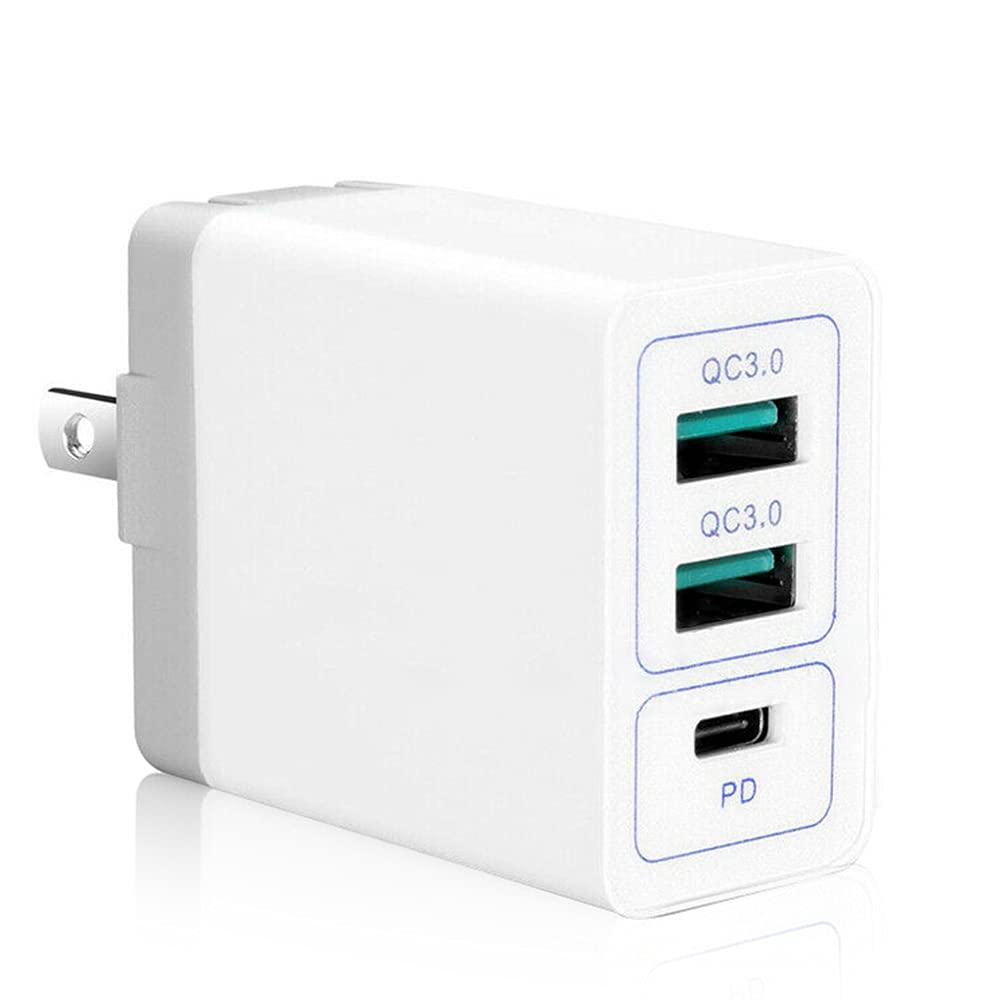 Fast Charging 12V 3-Port USB C Wall Charger with QC 3.0 & PD 3.0 - Foldable Plug for ZTE Warp 7 N9519 Boost Mobile - Perfect for Travel, Home & Office Use