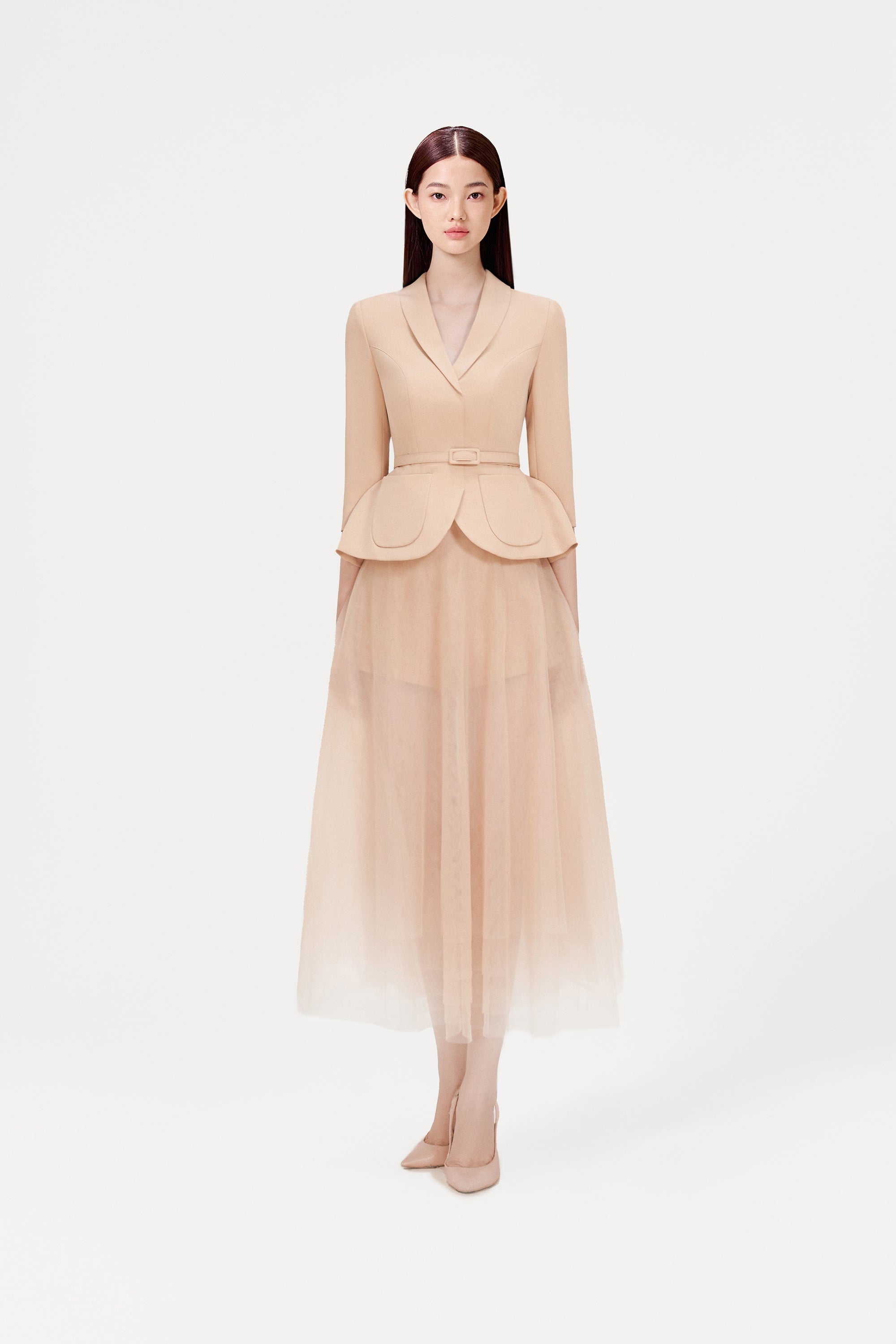 Apricot Layered Dress Set for Women - Elegant Flowy Summer Outfit for Beach, Party & Casual Wear