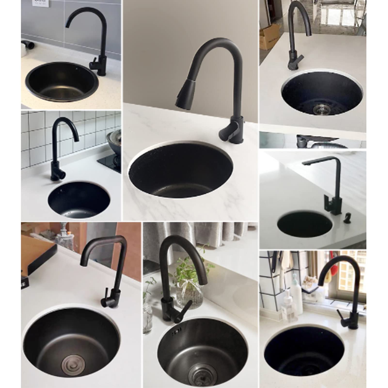 Mini Round Stainless Steel Kitchen Sink Bar - Single Bowl with Drain Accessories | Nano Black Multifunctional Sink for Home | Perfect for Small Kitchens, RV Bars & Compact Spaces