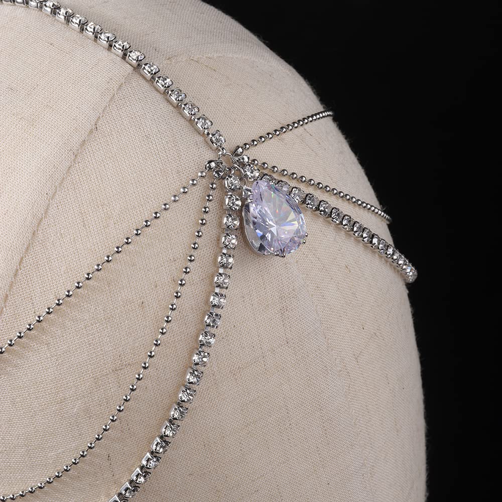 Wiwpar Rhinestone Head Chain Hair Accessory - Multi-Layer Dangle Drop Forehead Headband for Women & Girls | Perfect for Weddings, Parties & Festival Outfits