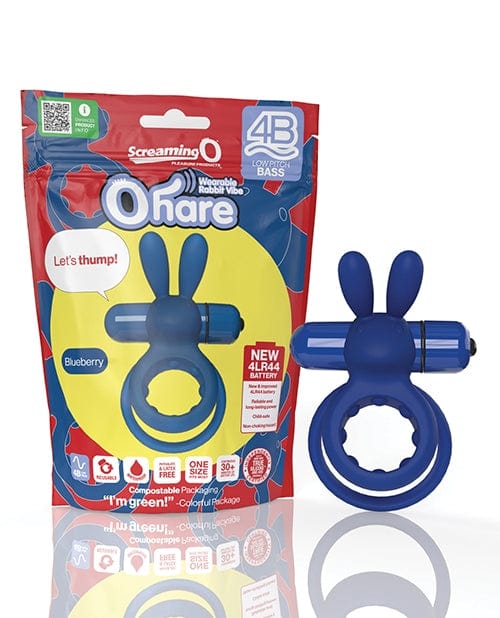 Screaming O 4B Ohare Blueberry Vibrating Cock Ring - Enhanced Pleasure for Couples, Men's Stimulating Ring - Perfect for Date Night & Spicing Up Your Relationship